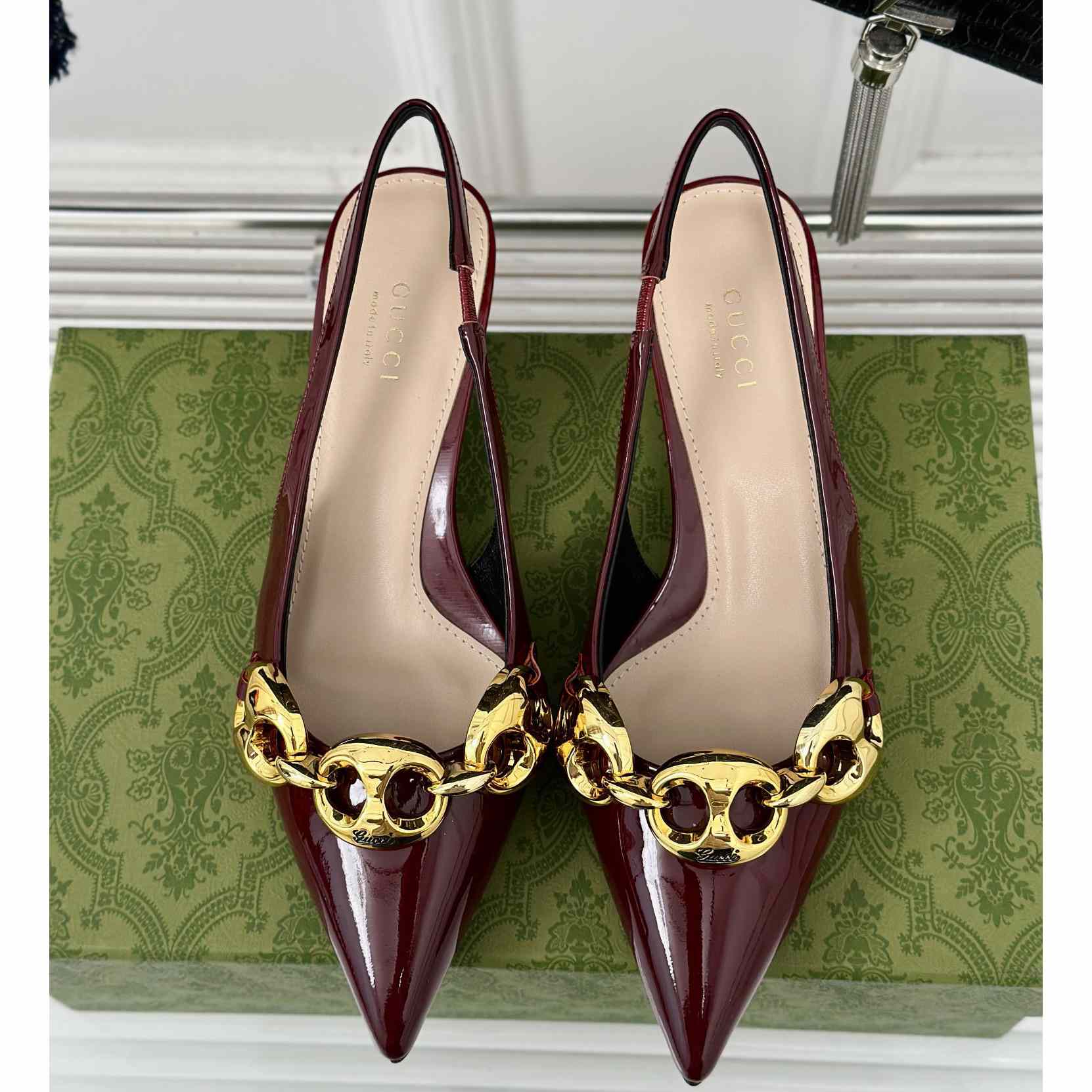 Gucci Women's Slingback With Marina Chain  - DopestKickz