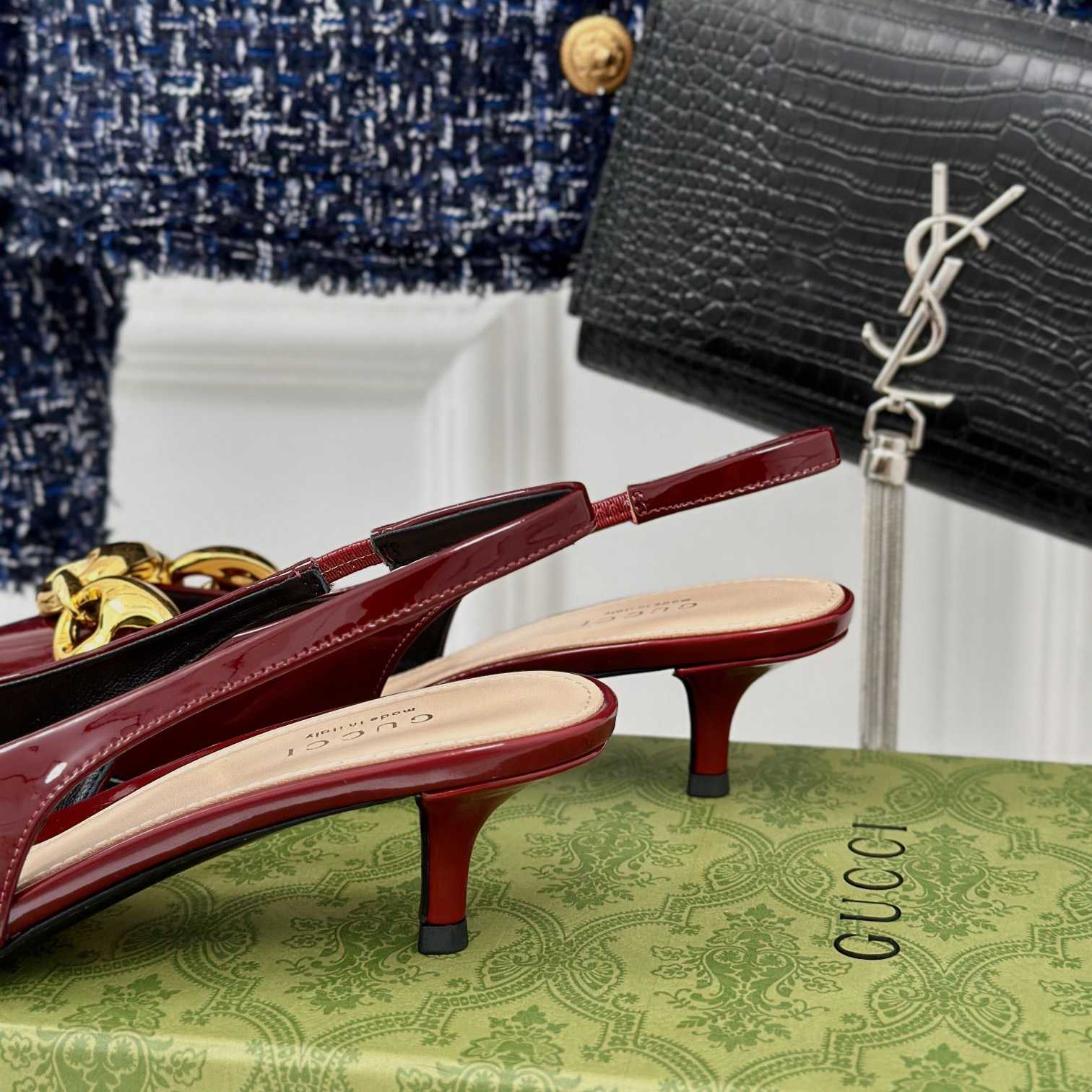 Gucci Women's Slingback With Marina Chain  - DopestKickz