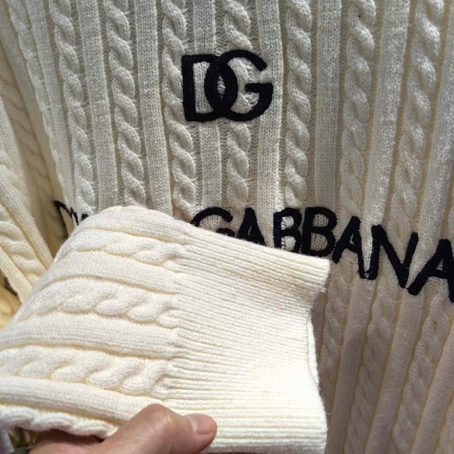 Dolce & Gabbana White Logo-embroidery Virgin Wool Jumper - DopestKickz