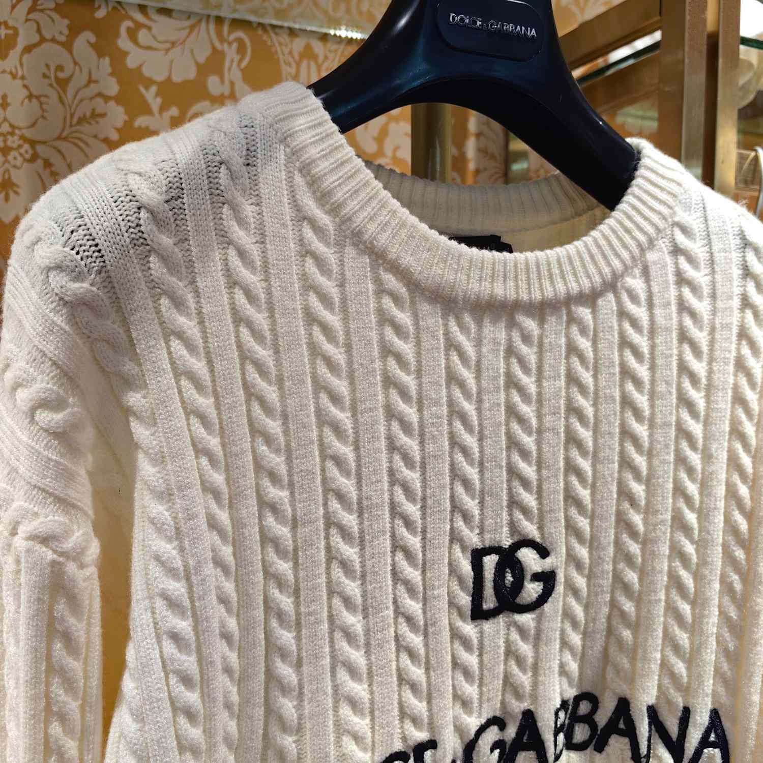 Dolce & Gabbana White Logo-embroidery Virgin Wool Jumper - DopestKickz