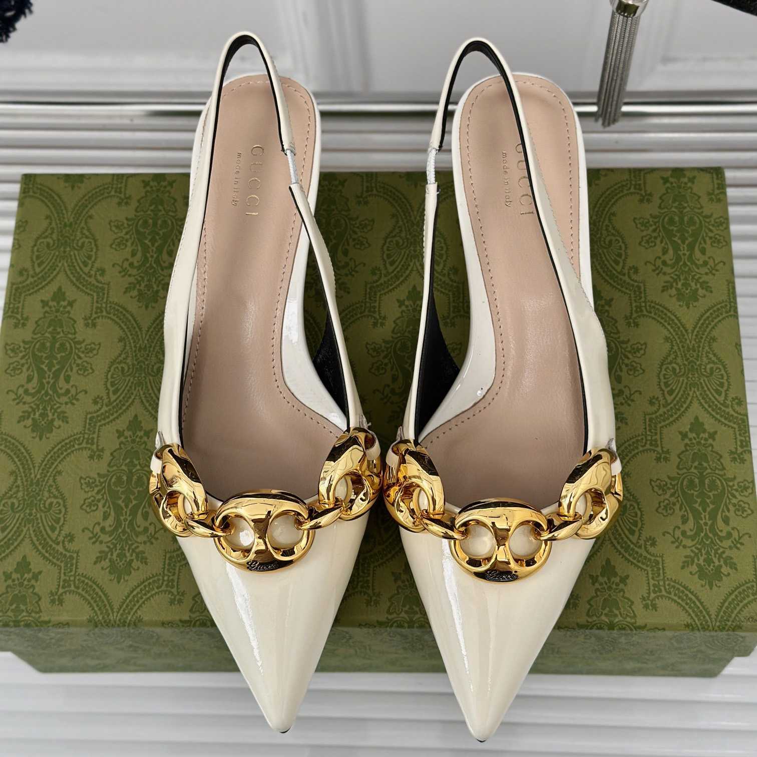 Gucci Women's Slingback With Marina Chain  - DopestKickz