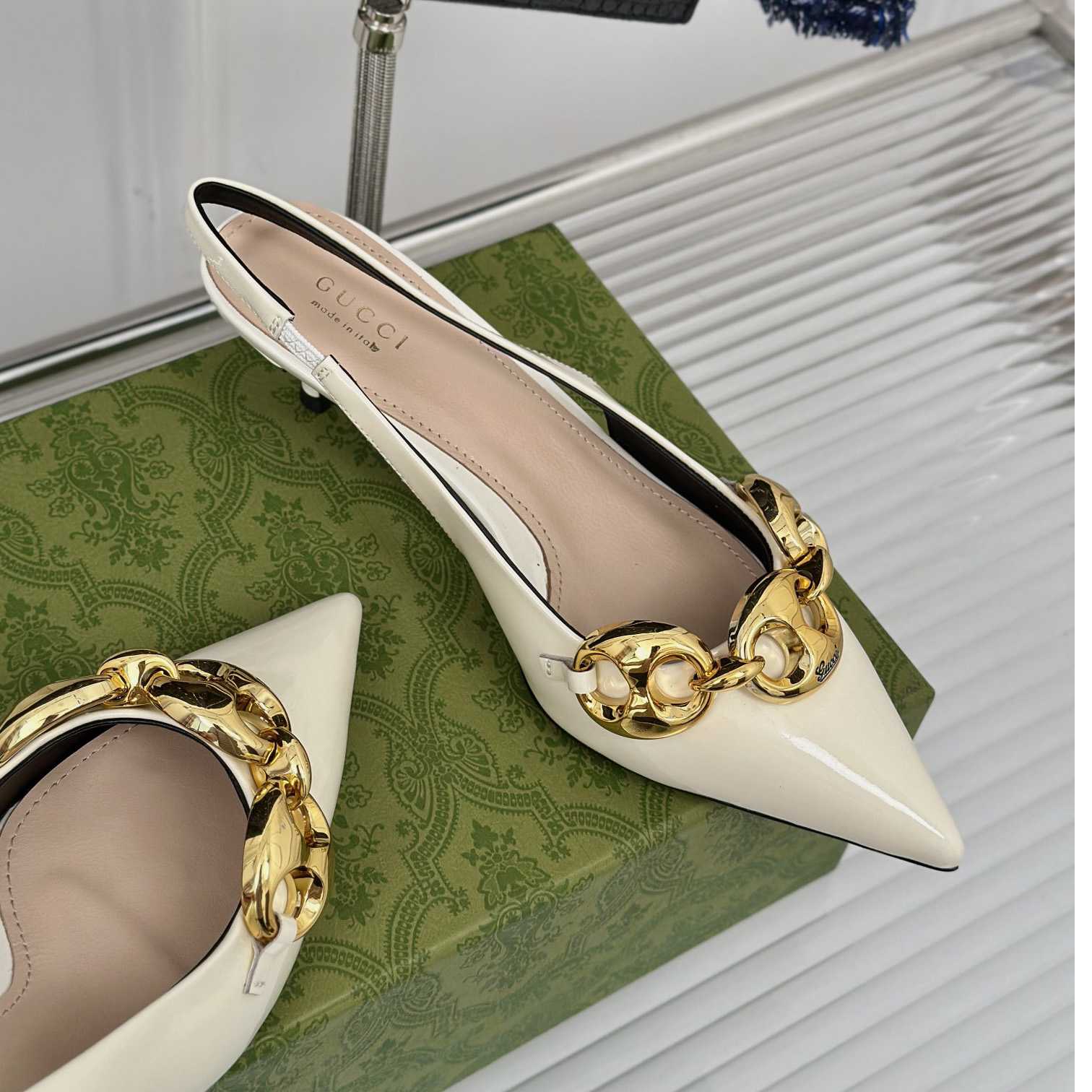 Gucci Women's Slingback With Marina Chain  - DopestKickz