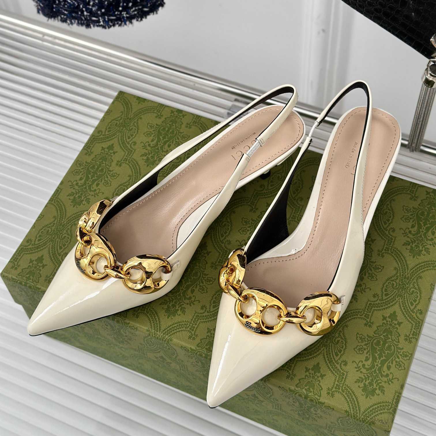 Gucci Women's Slingback With Marina Chain  - DopestKickz