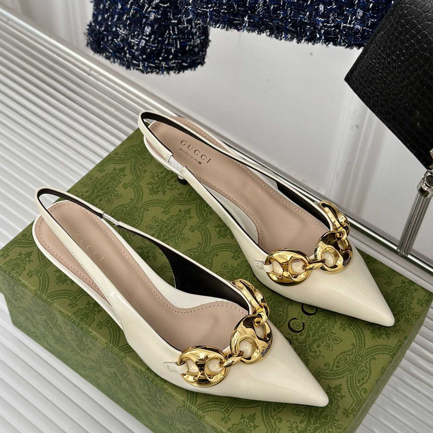 Gucci Women's Slingback With Marina Chain  - DopestKickz