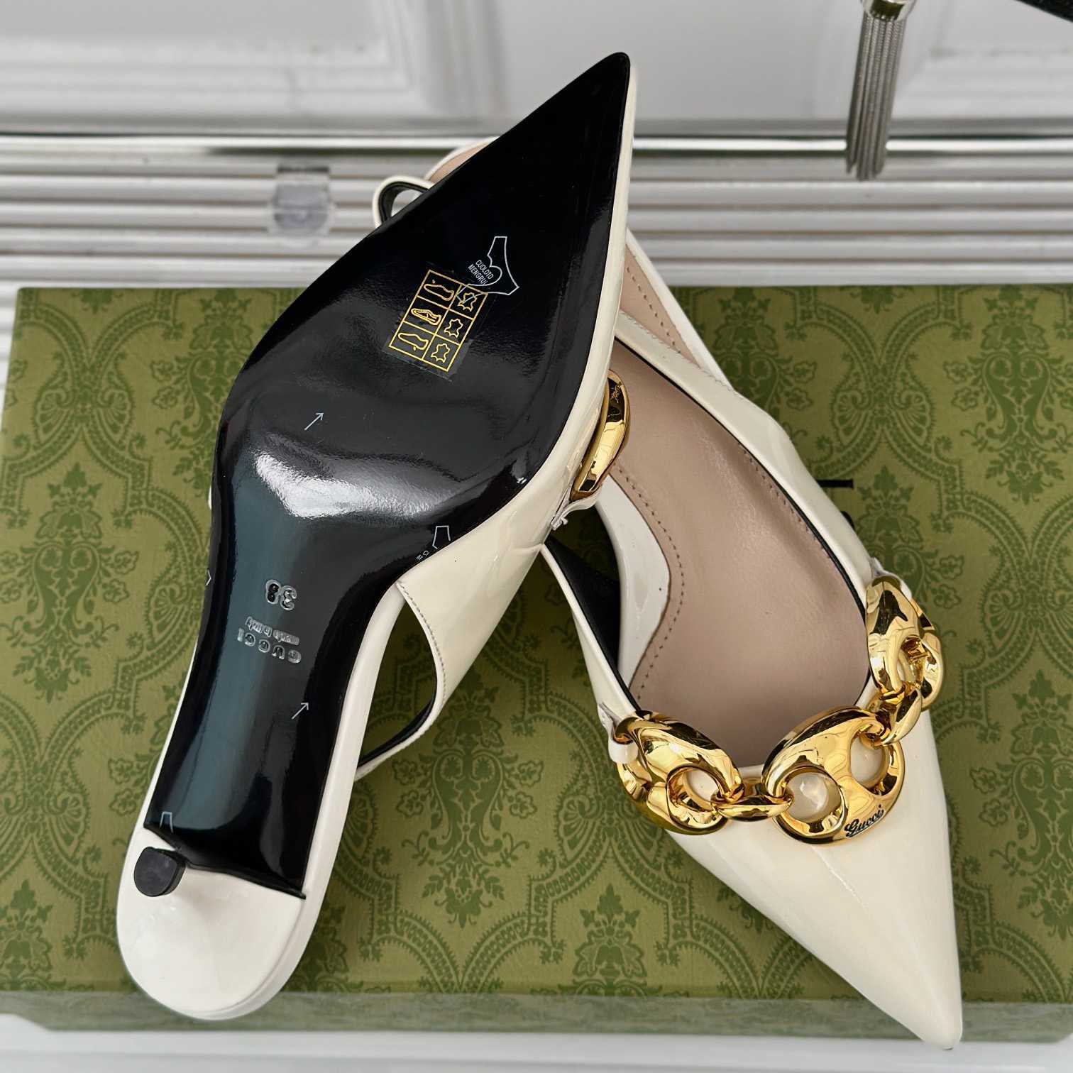 Gucci Women's Slingback With Marina Chain  - DopestKickz