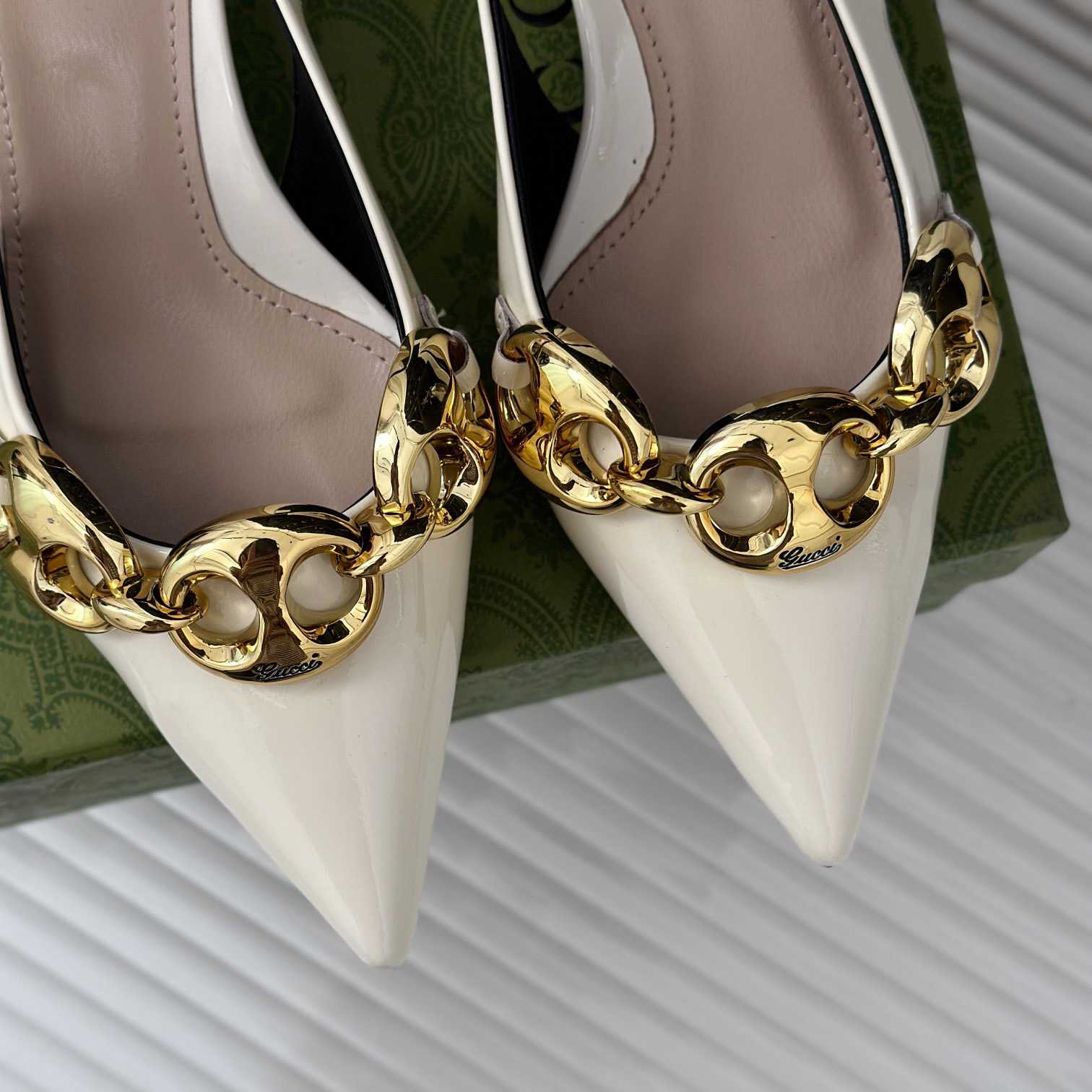 Gucci Women's Slingback With Marina Chain  - DopestKickz