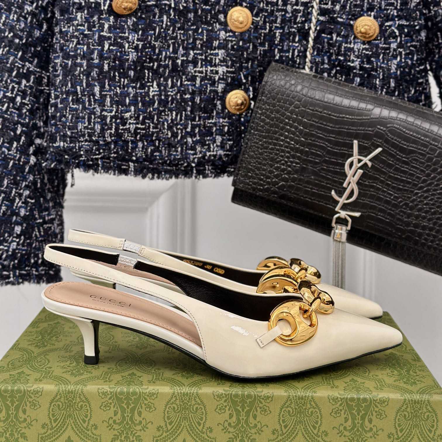 Gucci Women's Slingback With Marina Chain  - DopestKickz