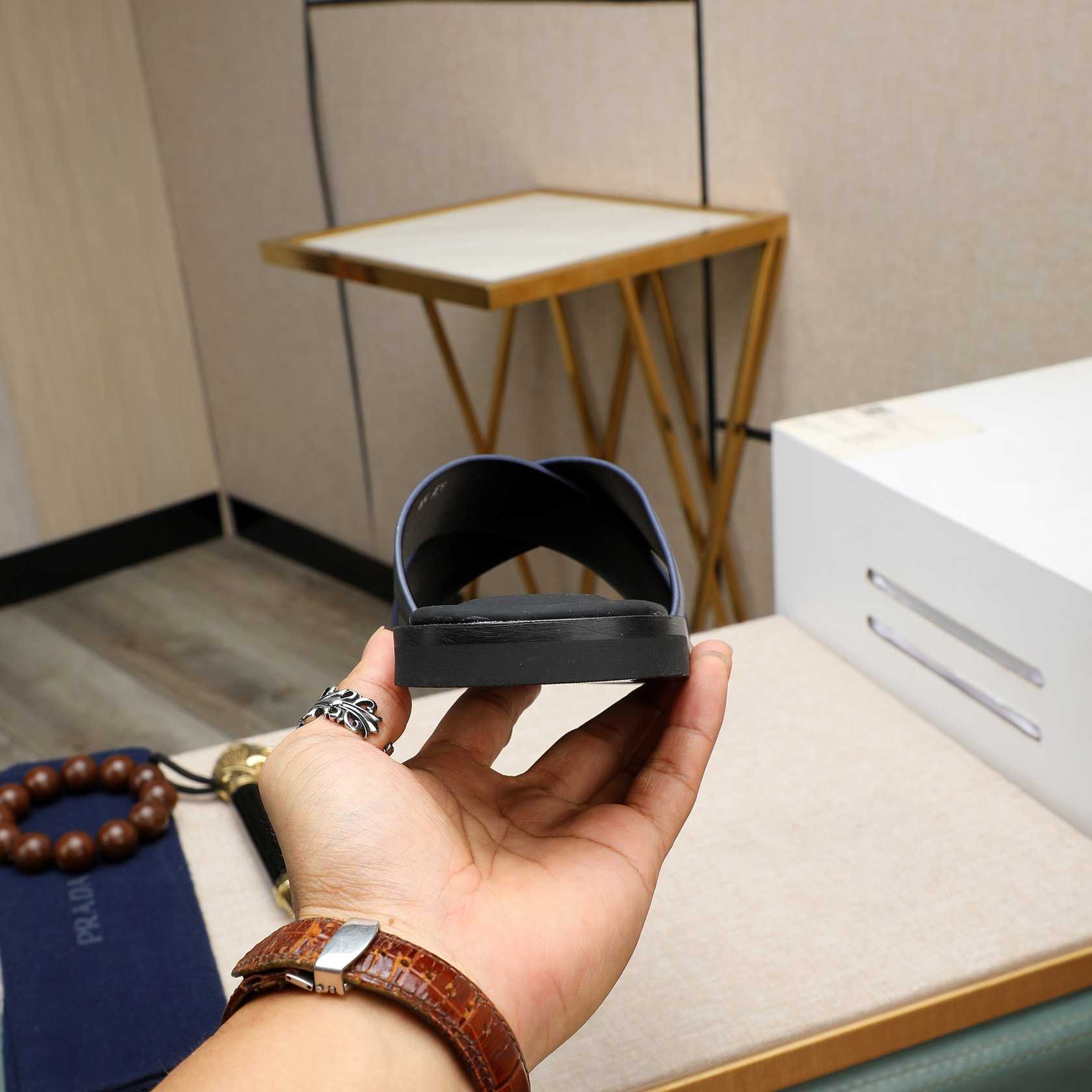 Prada Saffiano Leather Crisscross Sandals - DopestKickz