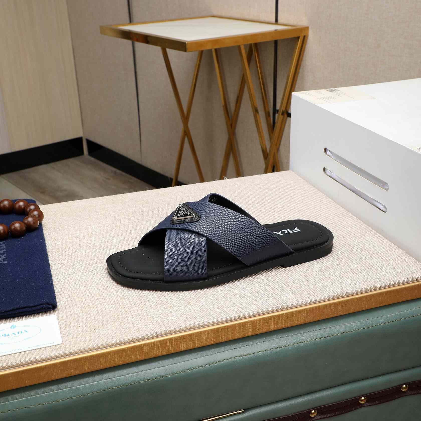 Prada Saffiano Leather Crisscross Sandals - DopestKickz