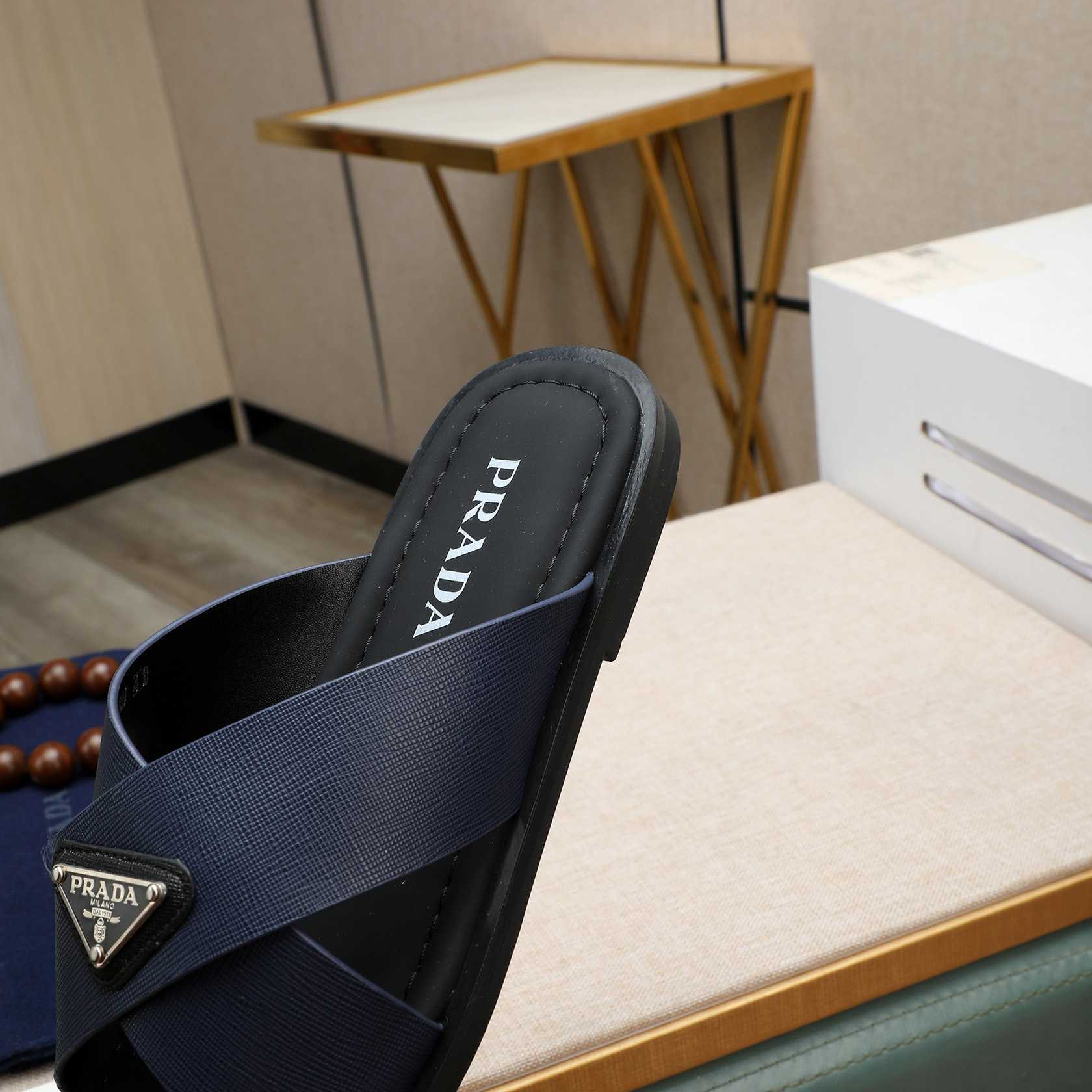 Prada Saffiano Leather Crisscross Sandals - DopestKickz