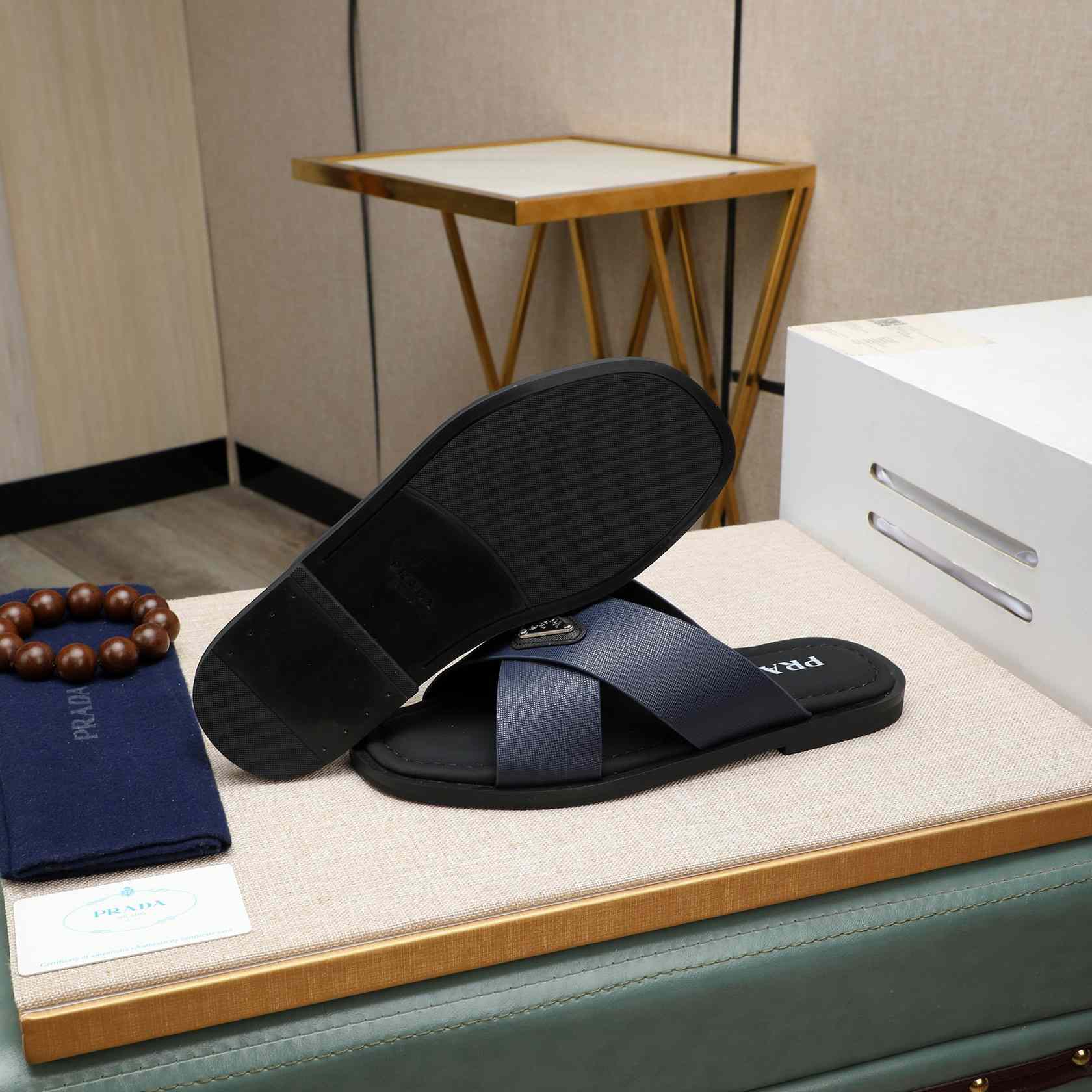 Prada Saffiano Leather Crisscross Sandals - DopestKickz