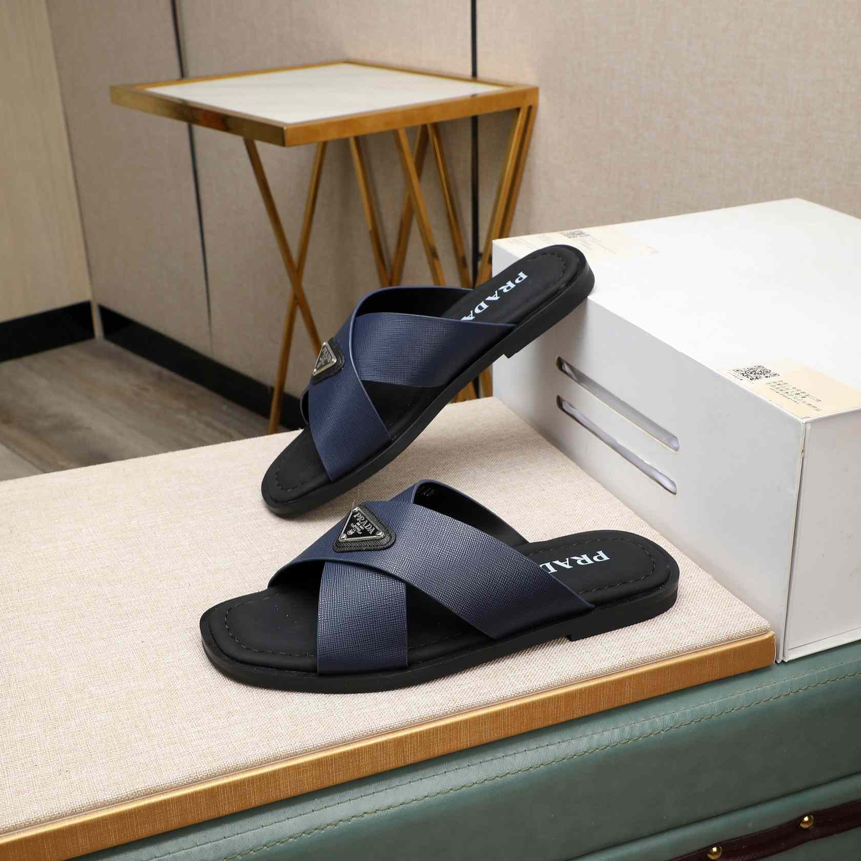 Prada Saffiano Leather Crisscross Sandals - DopestKickz