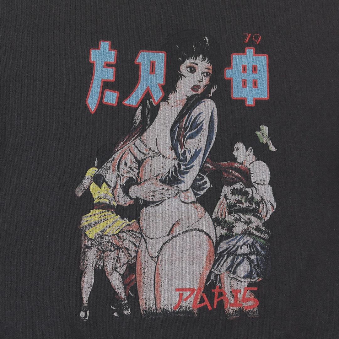 Enfants Riches Deprimes Dark Gray Bad School Girl Printed Crewneck Cotton Sweatshirt - DopestKickz