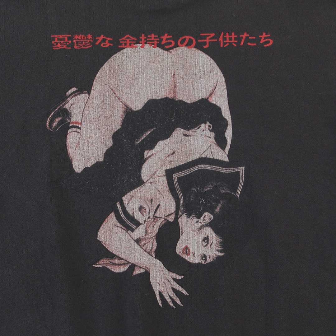 Enfants Riches Deprimes Dark Gray Bad School Girl Printed Crewneck Cotton Sweatshirt - DopestKickz