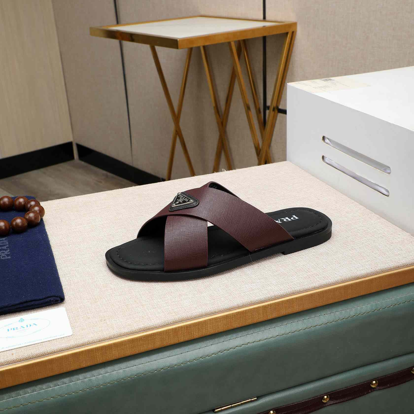 Prada Saffiano Leather Crisscross Sandals - DopestKickz