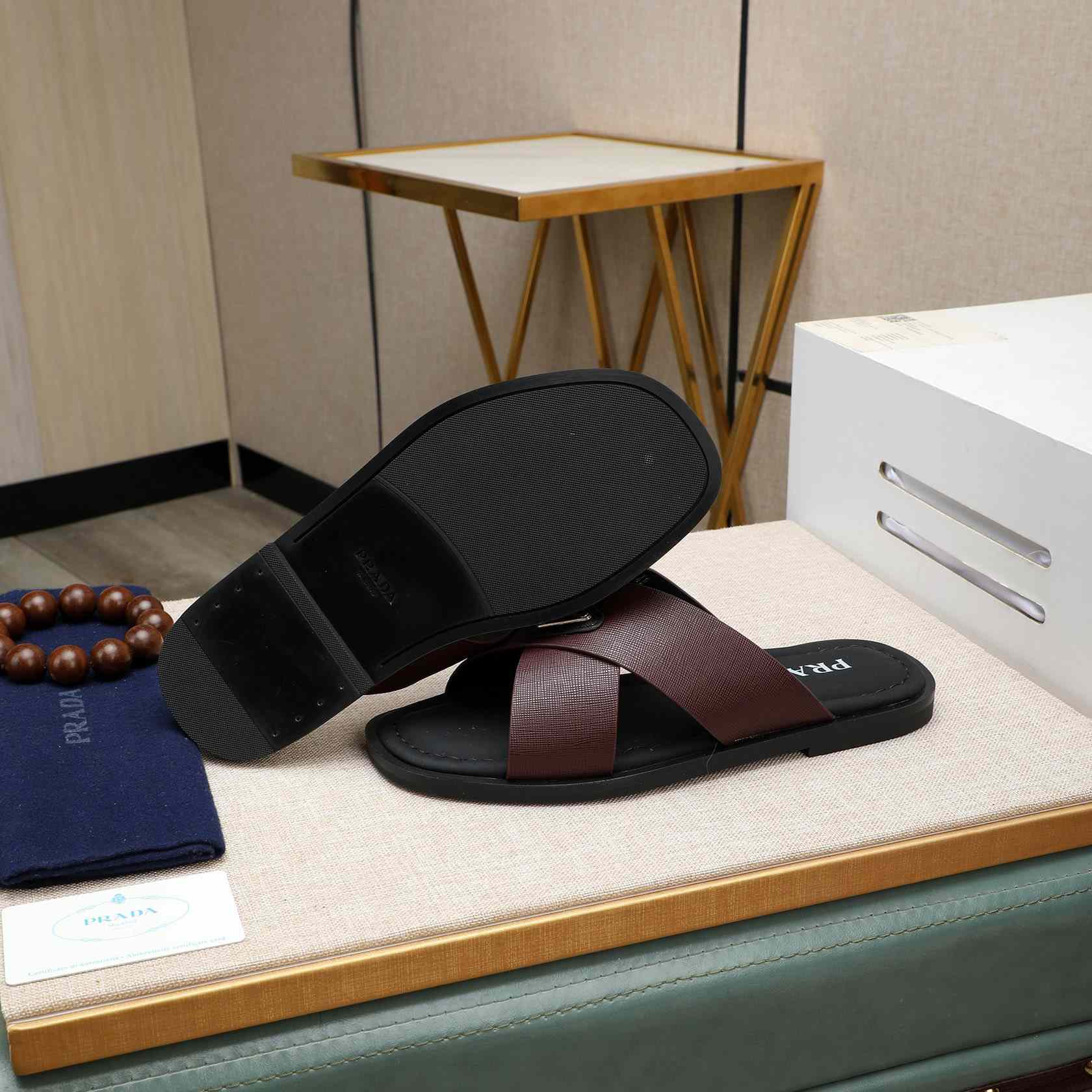 Prada Saffiano Leather Crisscross Sandals - DopestKickz