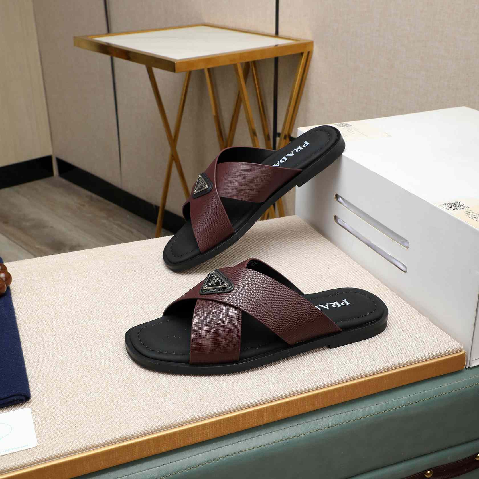 Prada Saffiano Leather Crisscross Sandals - DopestKickz