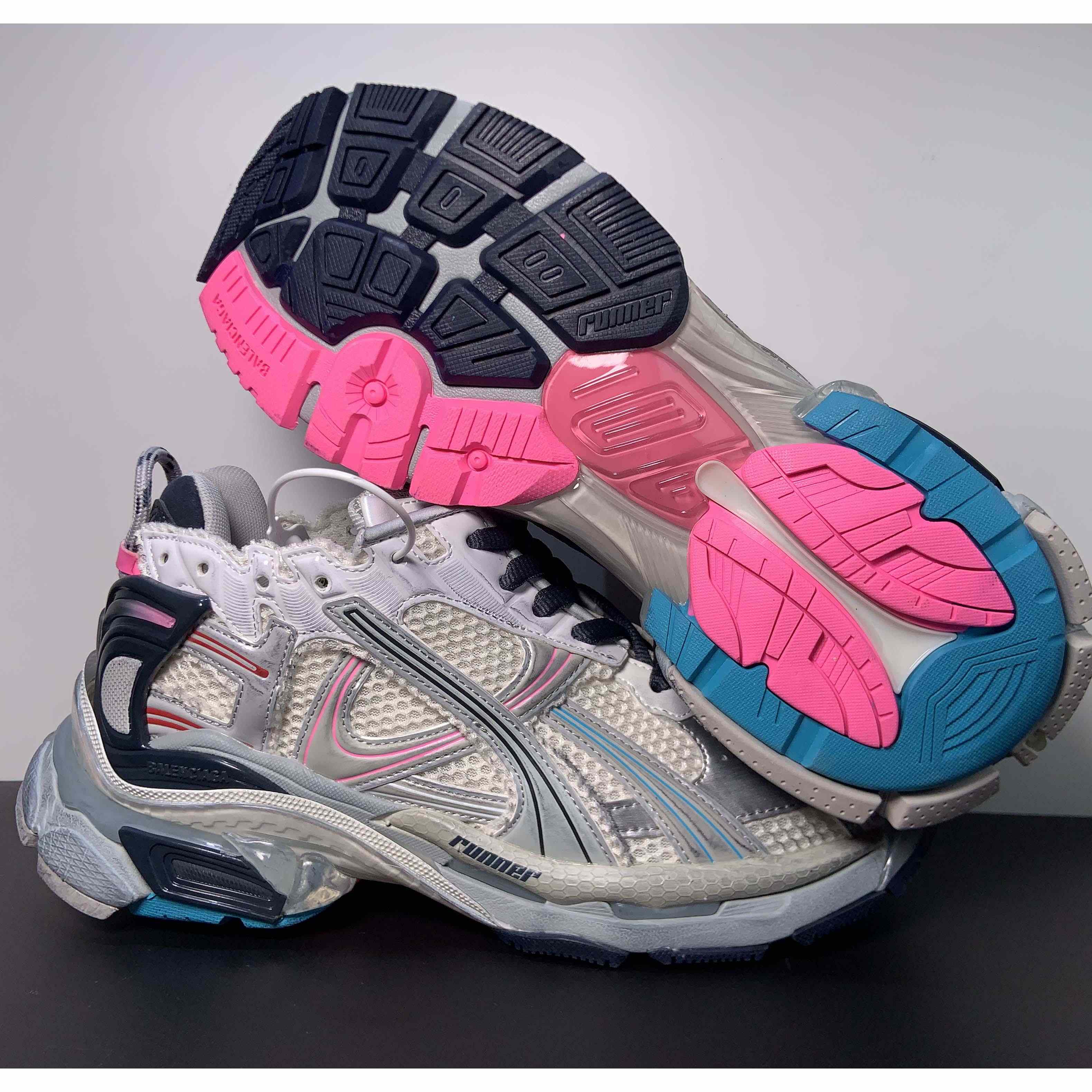 Balenciaga Runner Sneaker In Light Beige/grey/pink/blue - DopestKickz