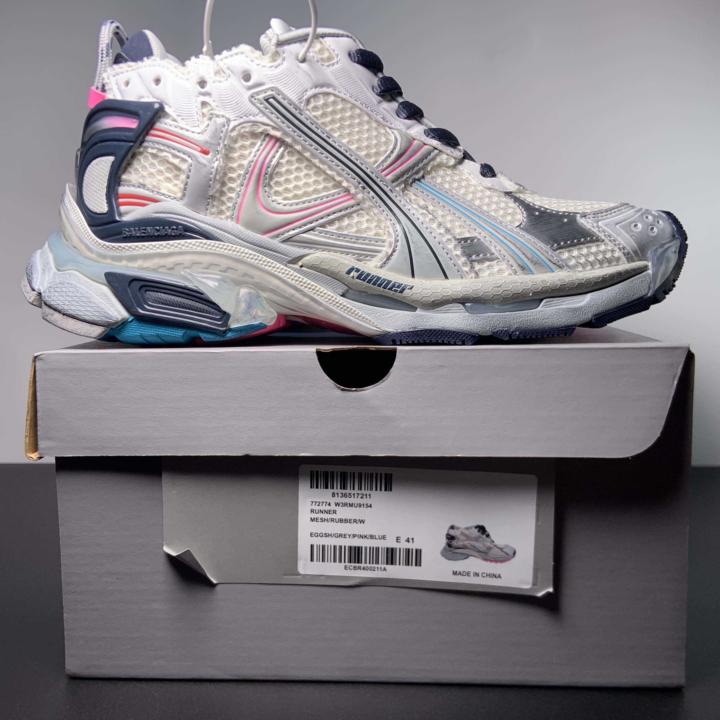Balenciaga Runner Sneaker In Light Beige/grey/pink/blue - DopestKickz