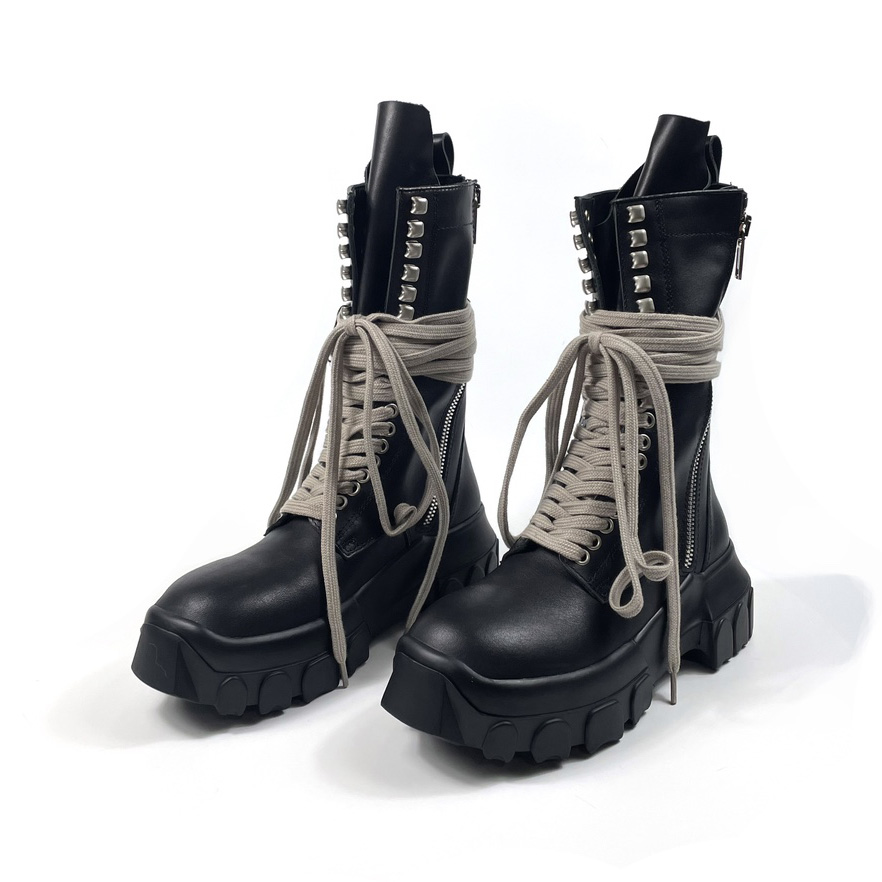 Rick Owens Lace-up Leather Boots - DopestKickz