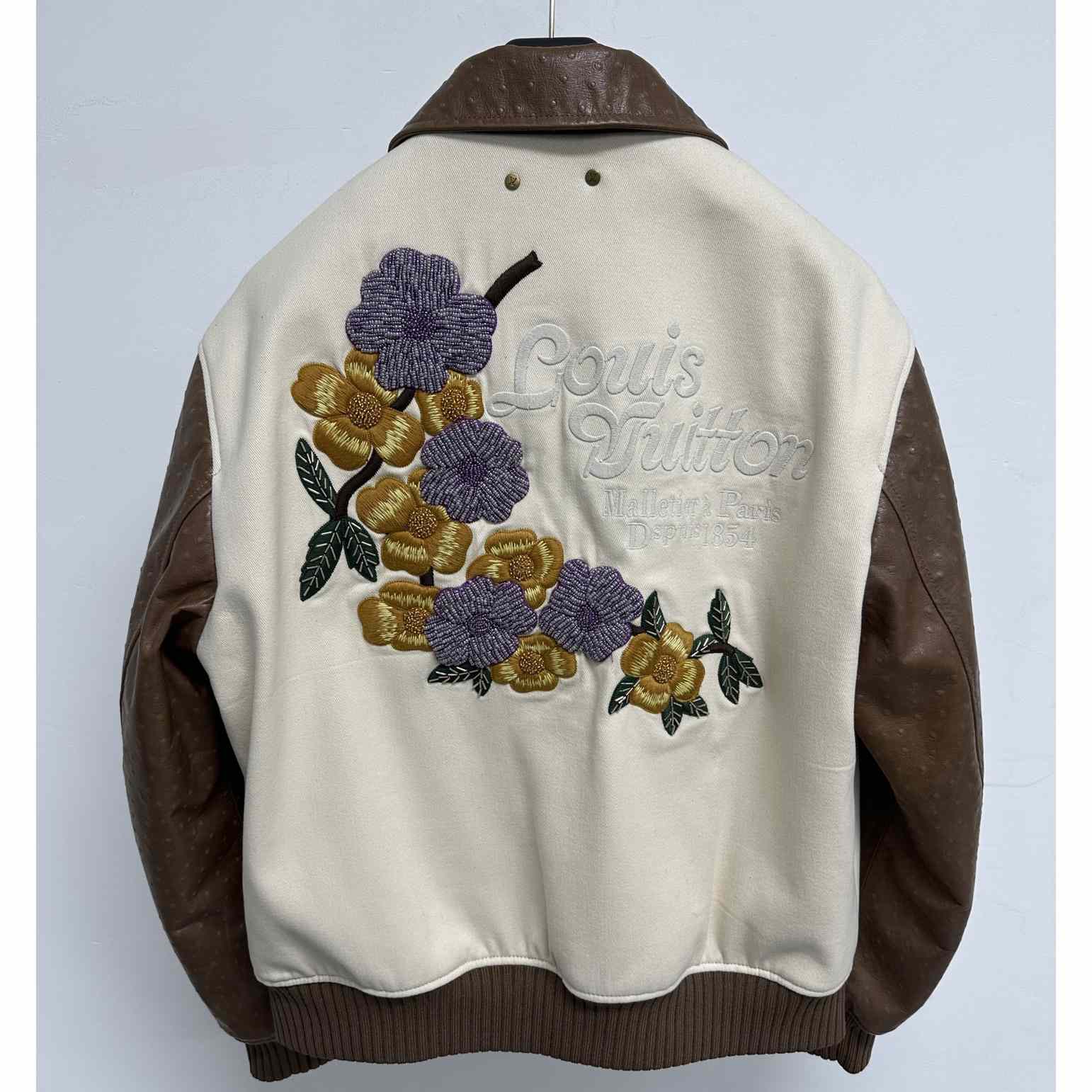 Louis Vuitton Embroidered Ostrich Varsity Jacket   1AFQLX - DopestKickz