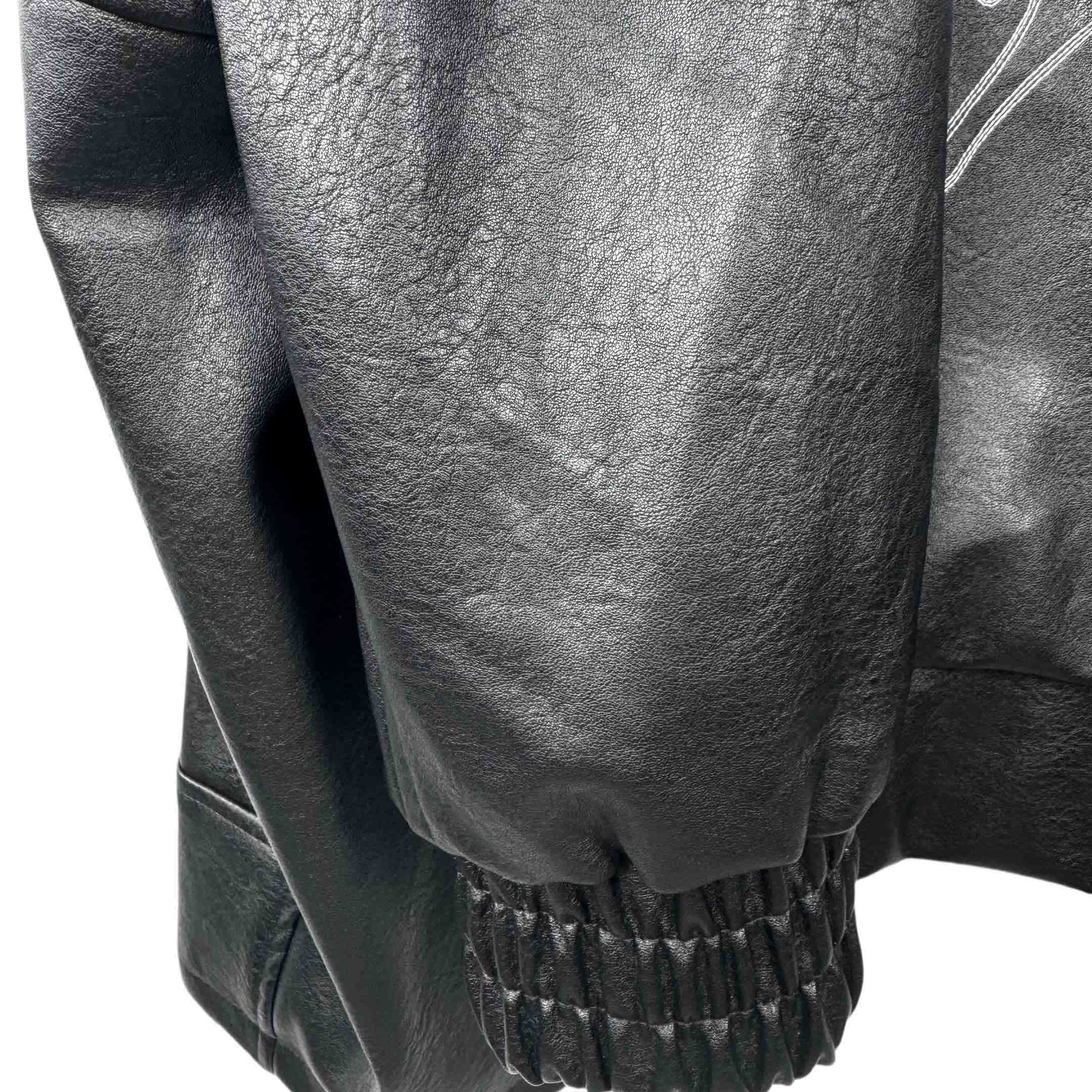 Enfants Riches Deprimes Black Mysterious Man Embroidered Leather Coat - DopestKickz