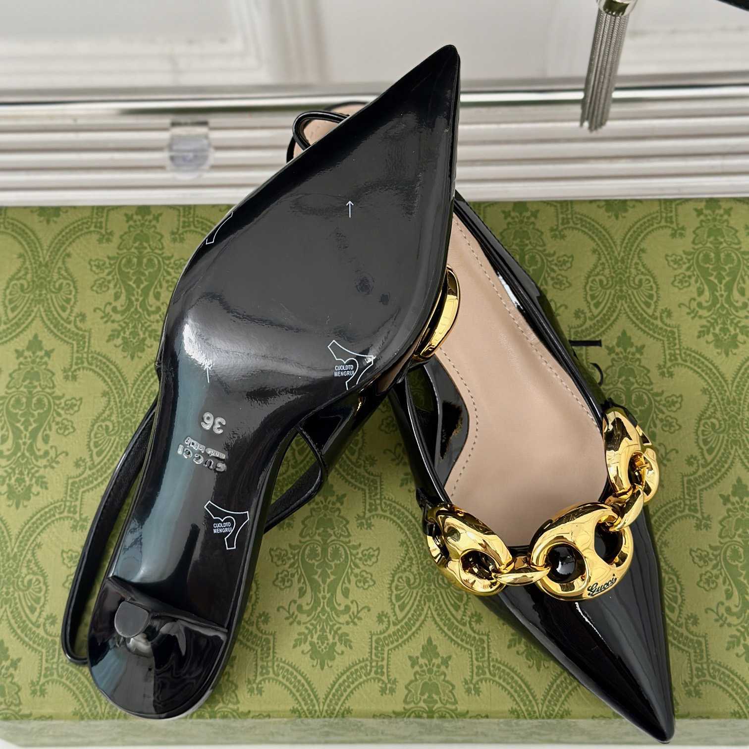 Gucci Women's Slingback With Marina Chain  - DopestKickz