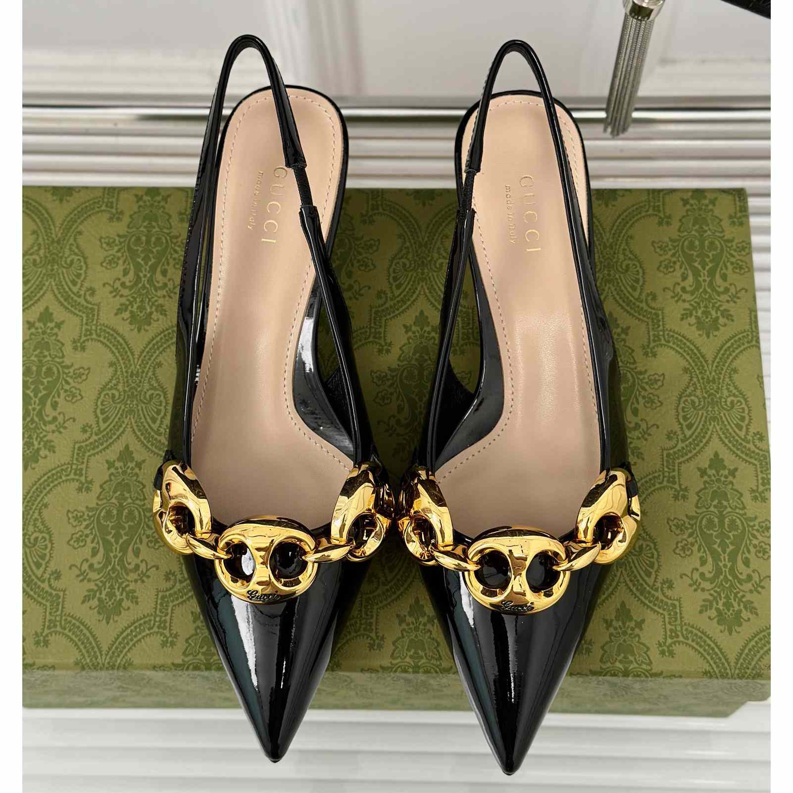 Gucci Women's Slingback With Marina Chain  - DopestKickz