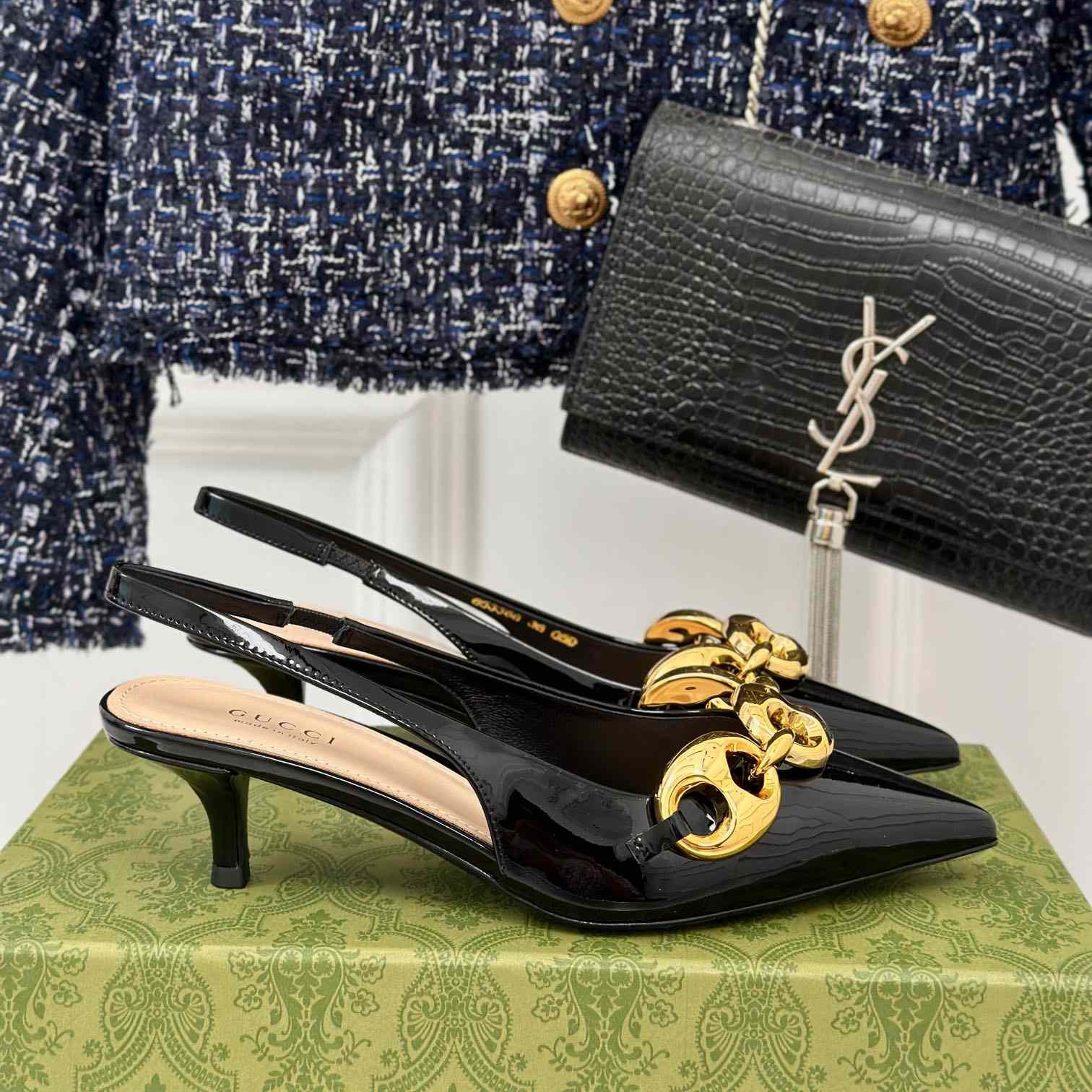 Gucci Women's Slingback With Marina Chain  - DopestKickz