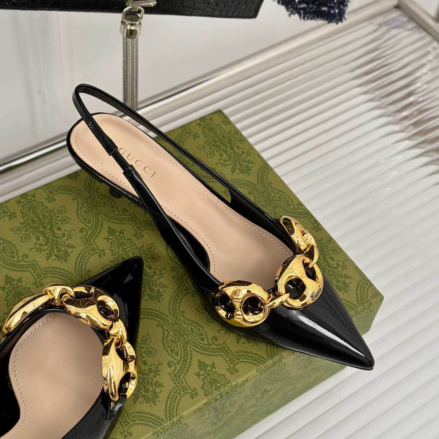 Gucci Women's Slingback With Marina Chain  - DopestKickz