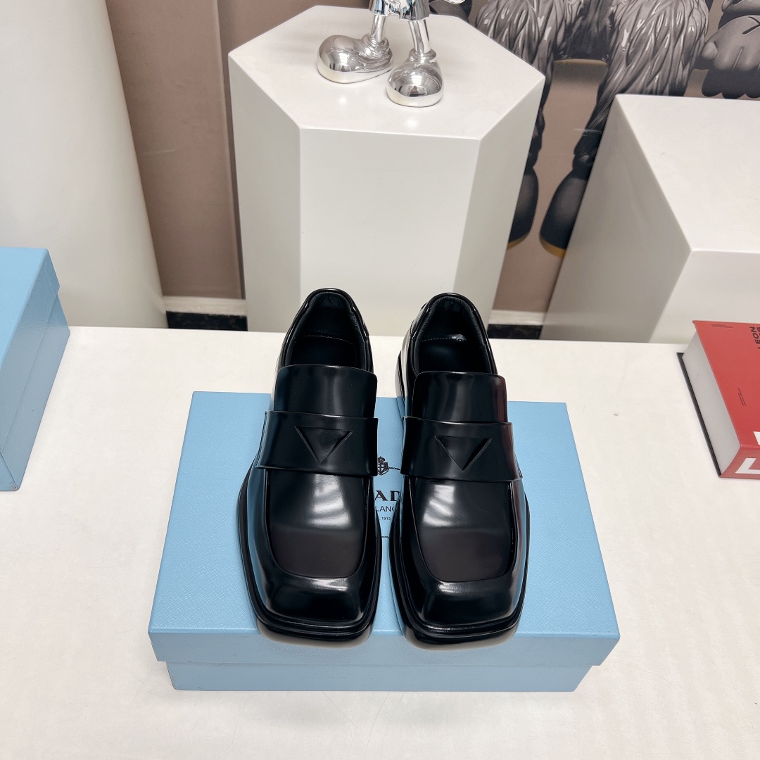 Prada Brushed Leather Loafers - DopestKickz