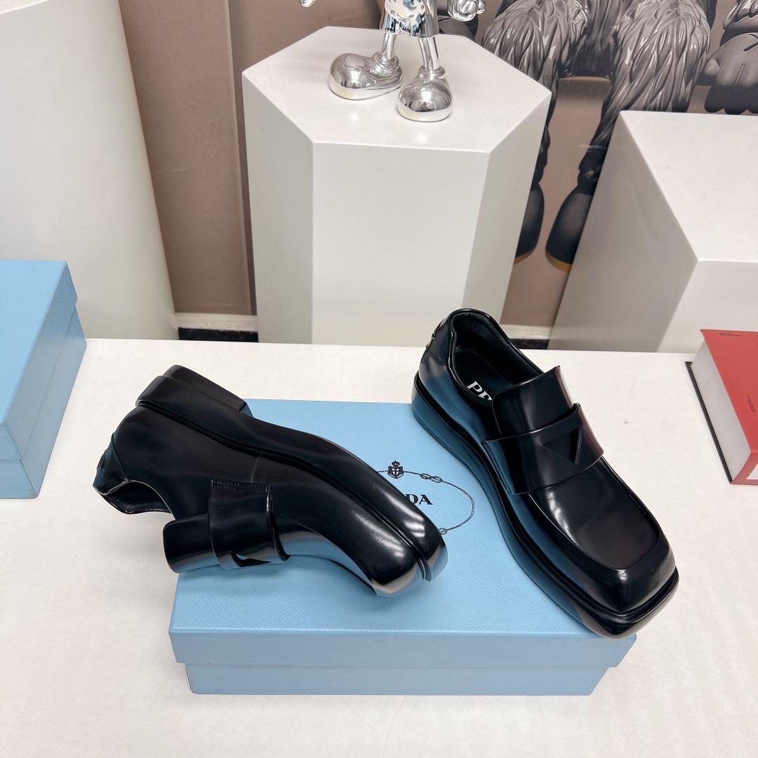 Prada Brushed Leather Loafers - DopestKickz