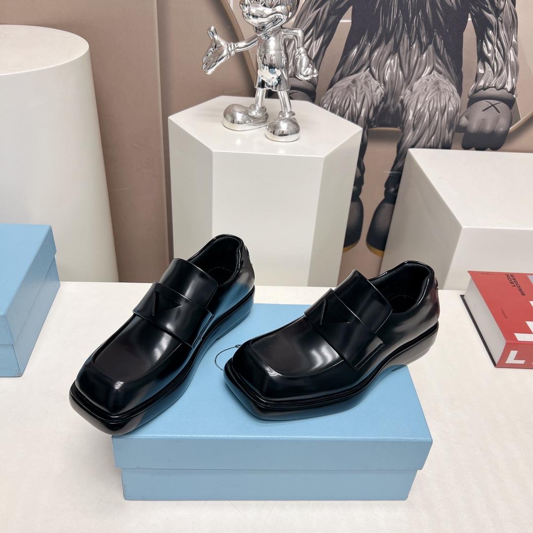 Prada Brushed Leather Loafers - DopestKickz