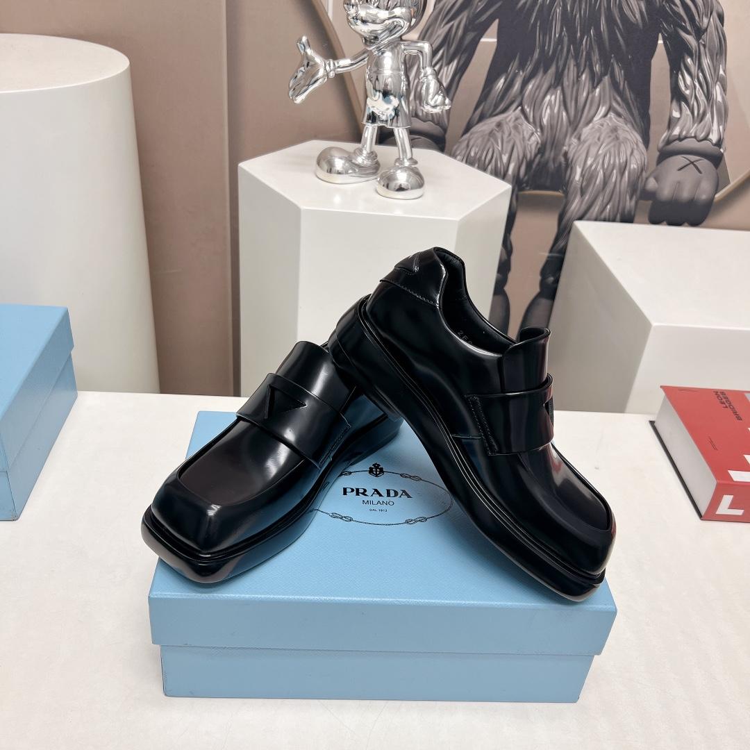 Prada Brushed Leather Loafers - DopestKickz