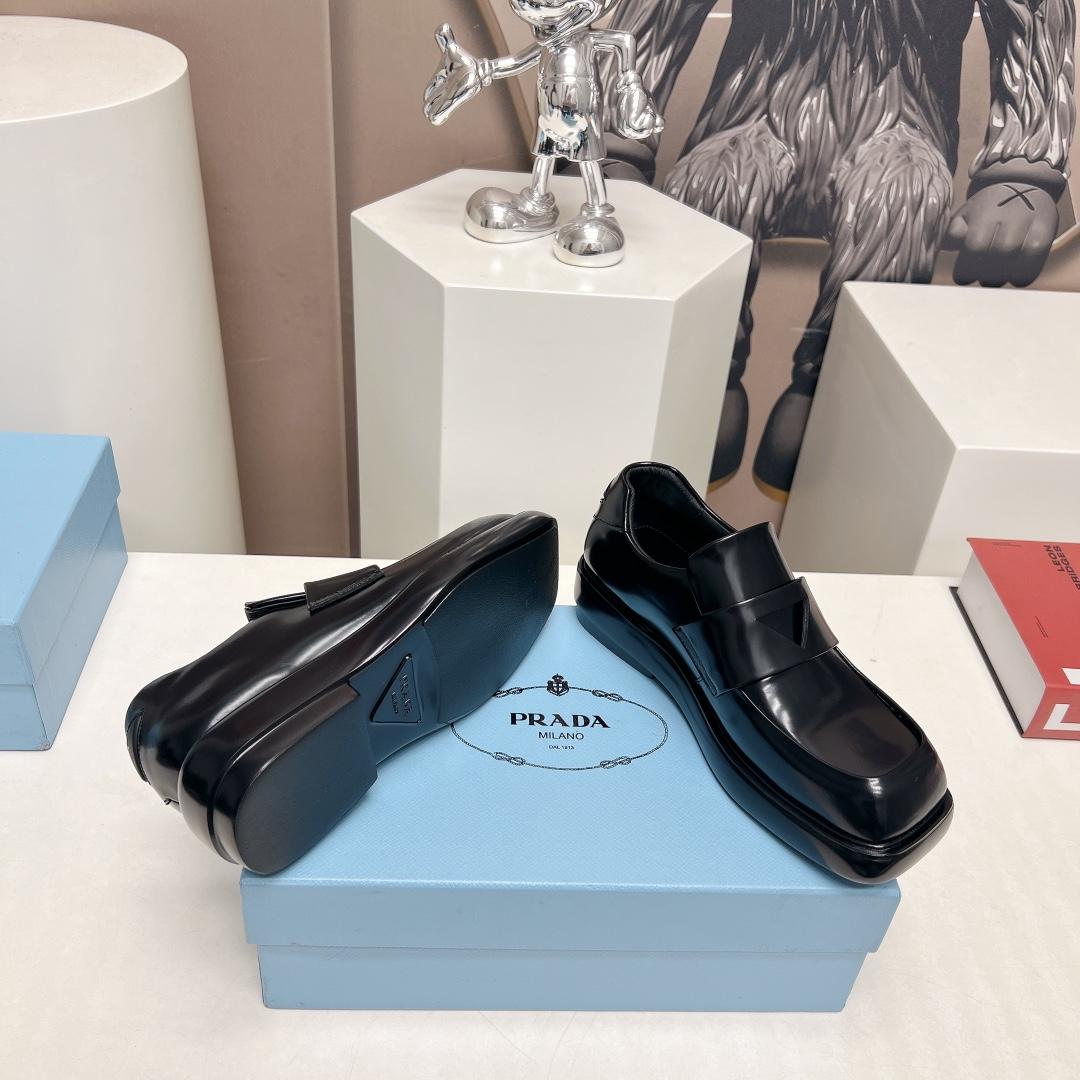 Prada Brushed Leather Loafers - DopestKickz