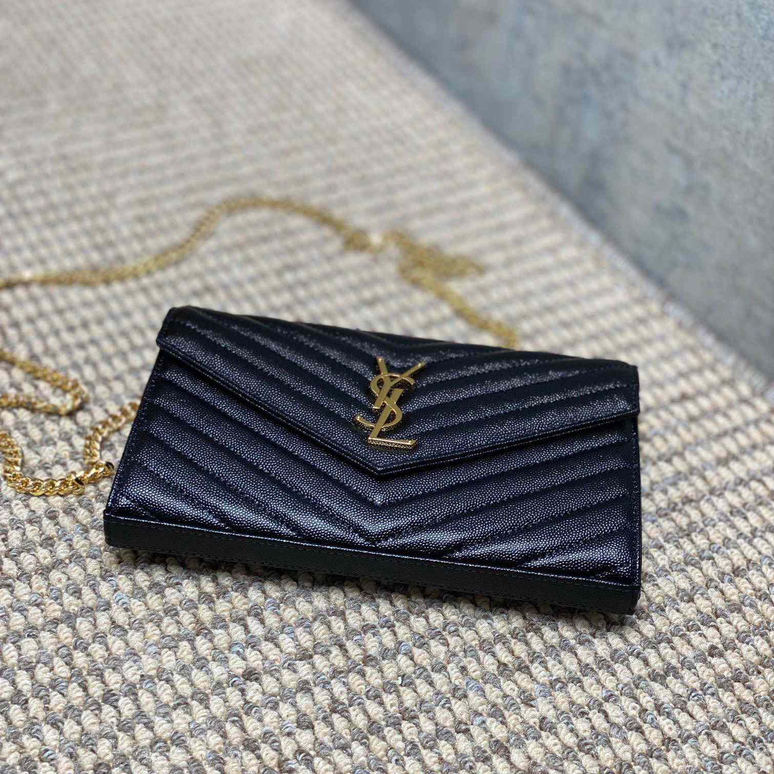 Saint Laurent Cassandre Chain Wallet In Lambskin - DopestKickz