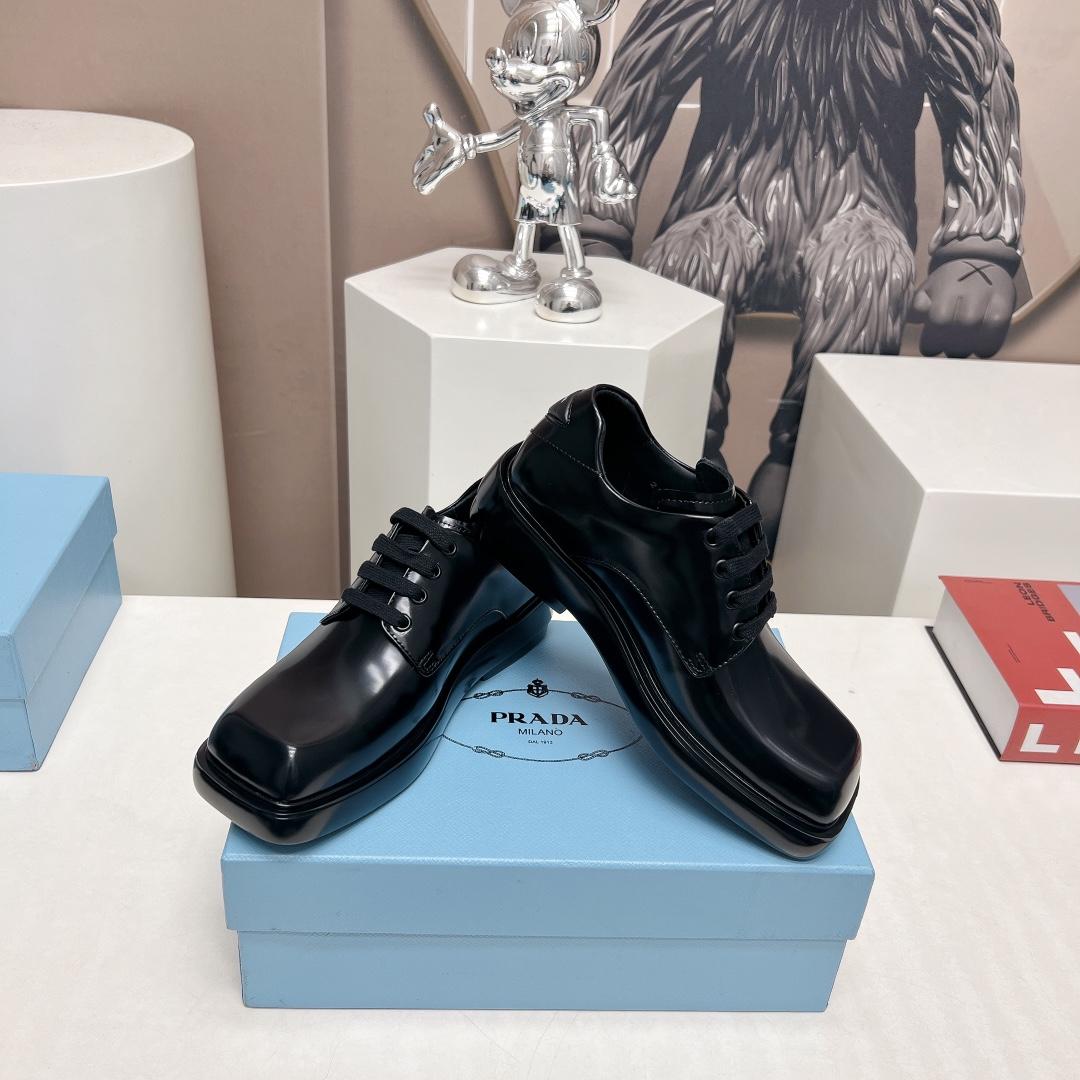 Prada Brushed Leather Derby Shoes - DopestKickz