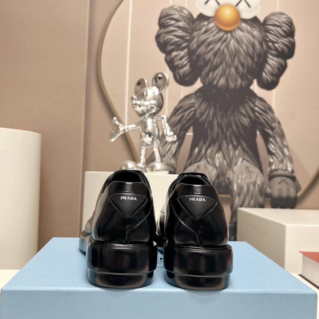Prada Brushed Leather Derby Shoes - DopestKickz