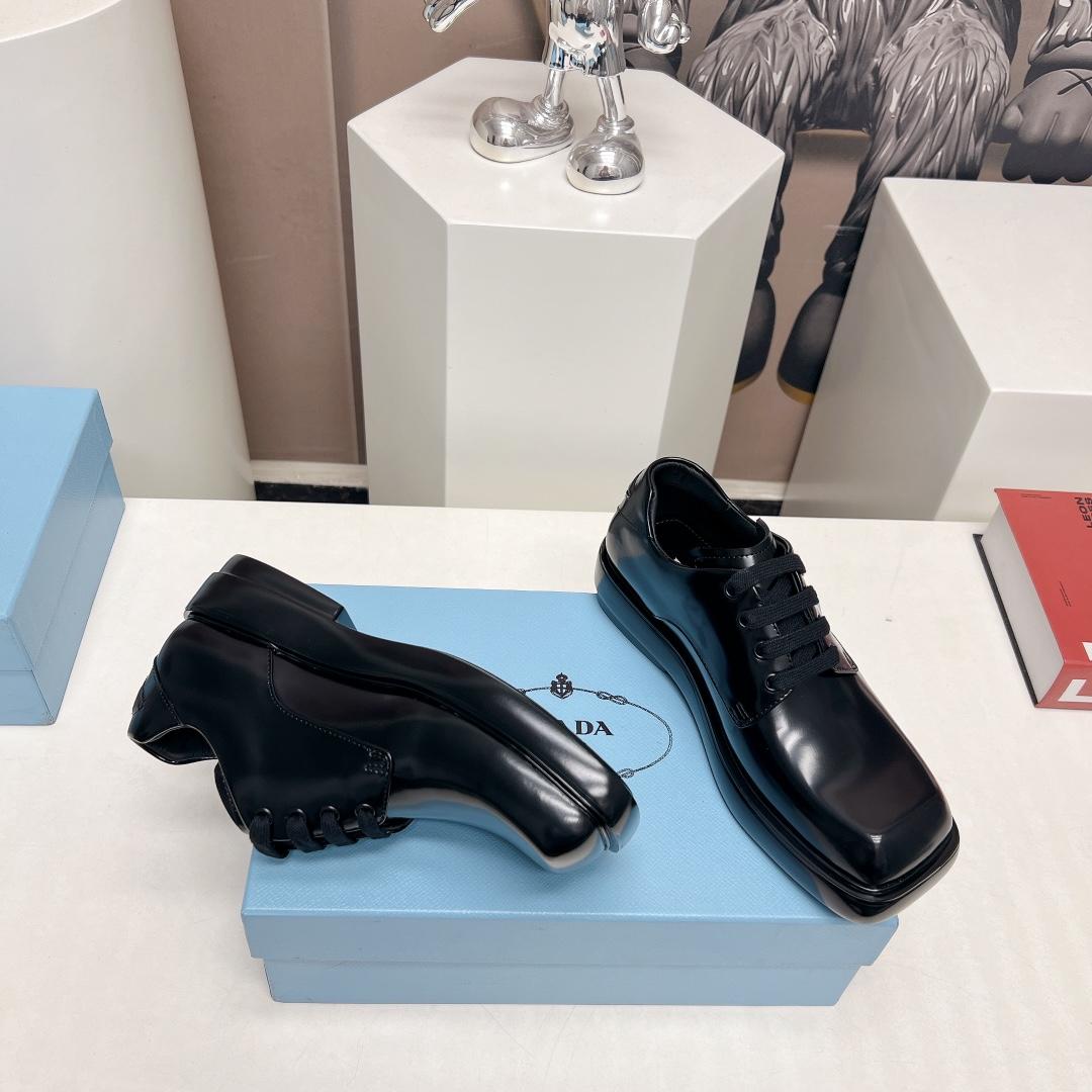 Prada Brushed Leather Derby Shoes - DopestKickz