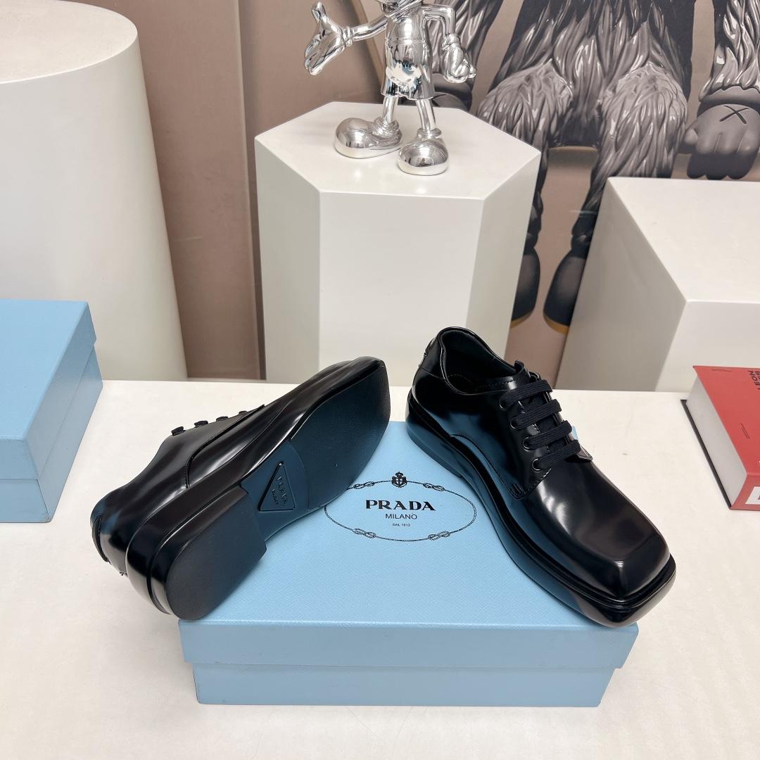 Prada Brushed Leather Derby Shoes - DopestKickz