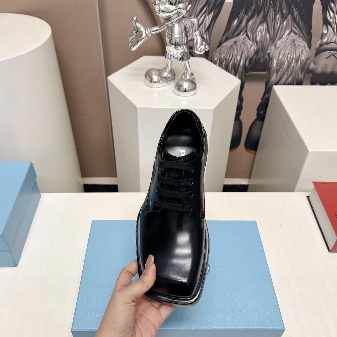 Prada Brushed Leather Derby Shoes - DopestKickz