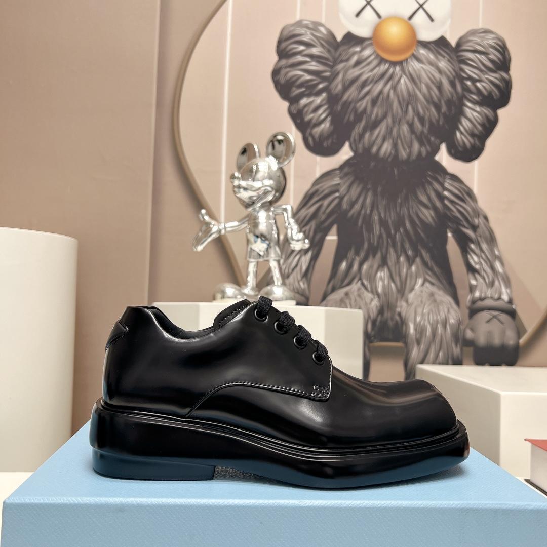 Prada Brushed Leather Derby Shoes - DopestKickz