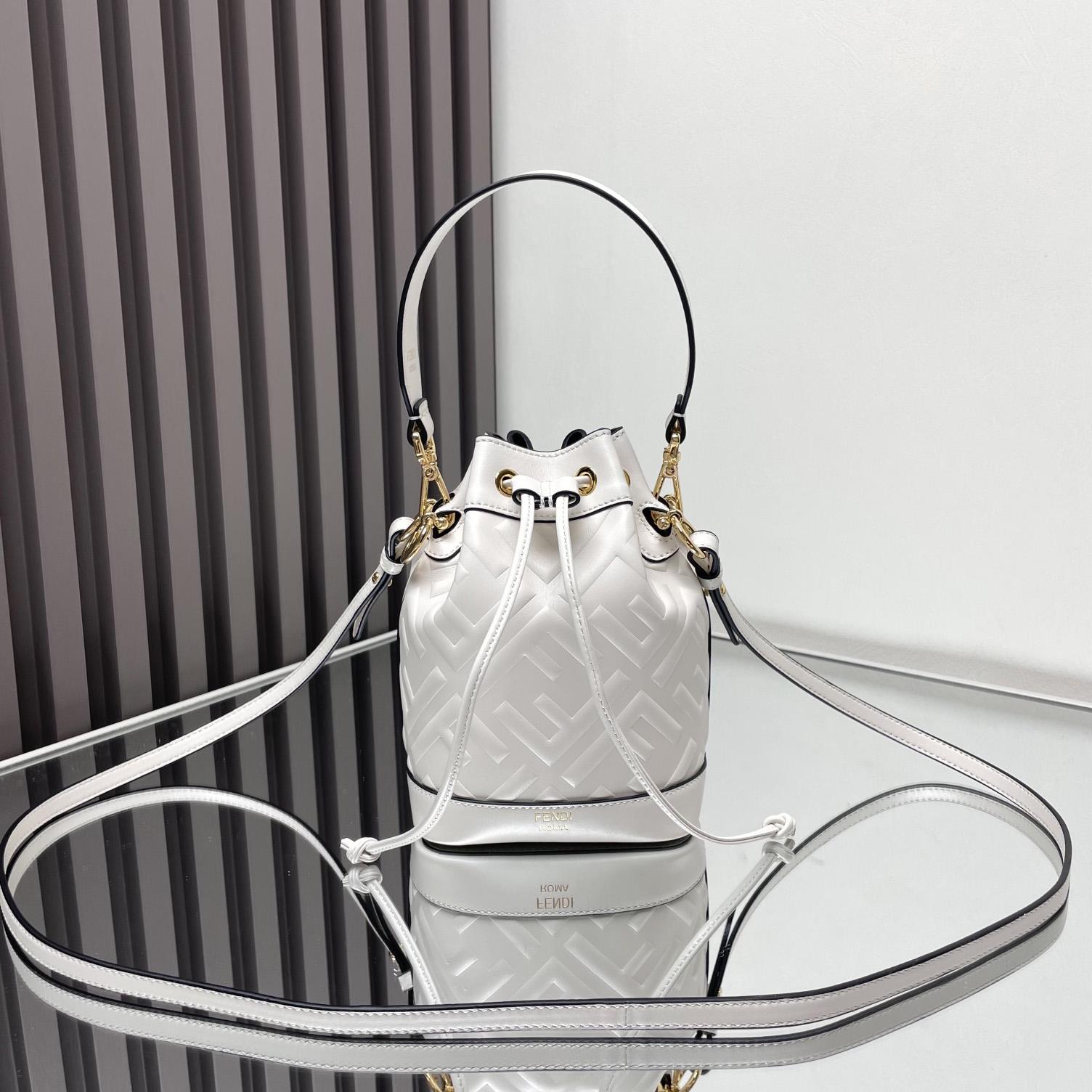 Fendi Mon Tresor White Leather Mini-bag With FF Motif - DopestKickz
