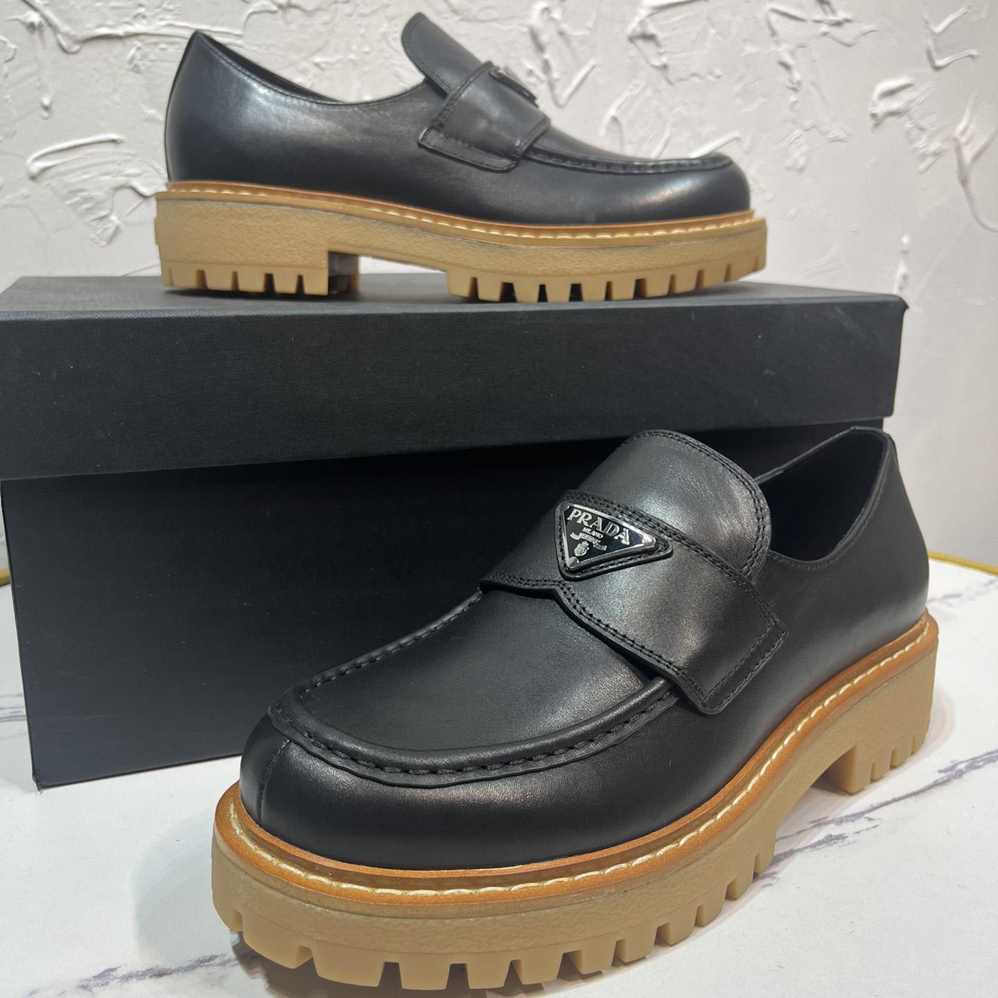 Prada Leather Loafers In Black - DopestKickz