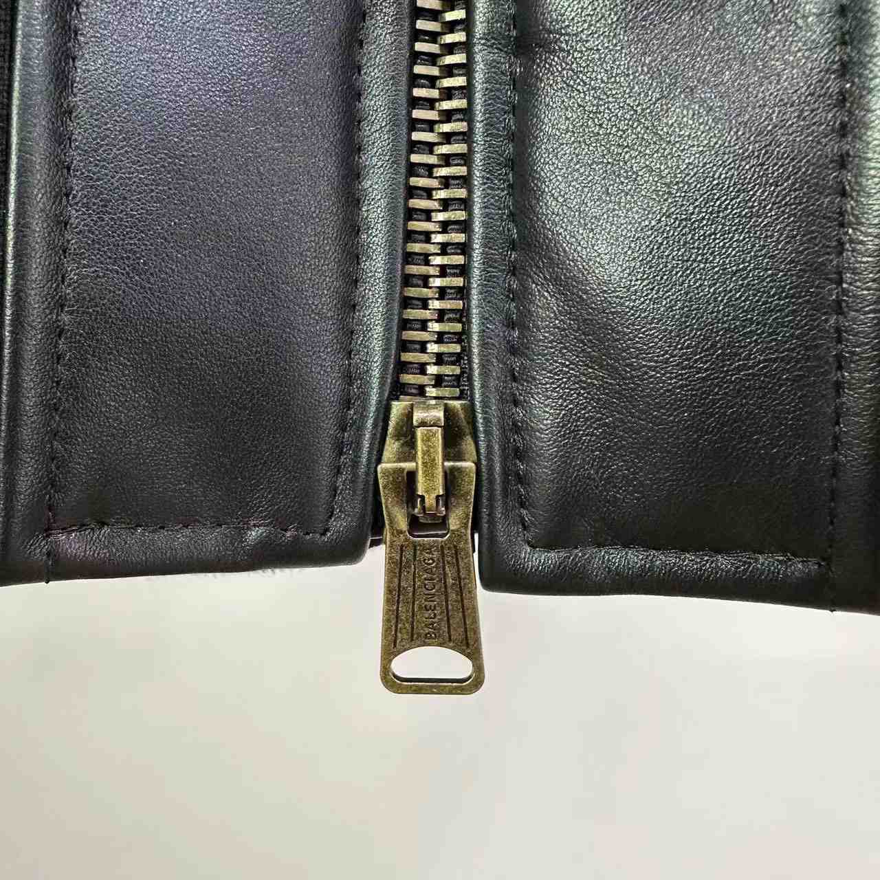 Balenciaga Leather Bomber Jacket - DopestKickz