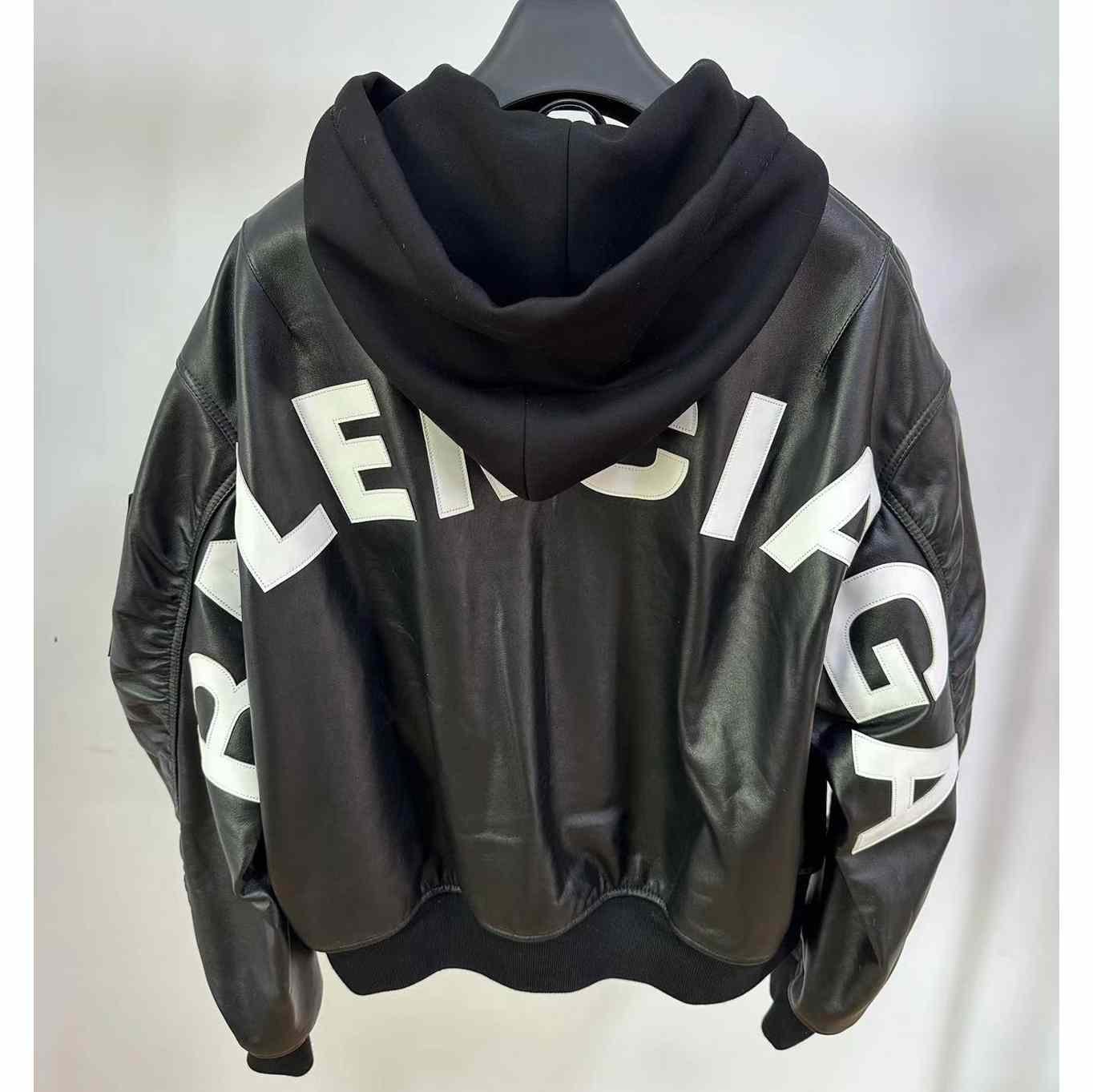 Balenciaga Leather Bomber Jacket - DopestKickz