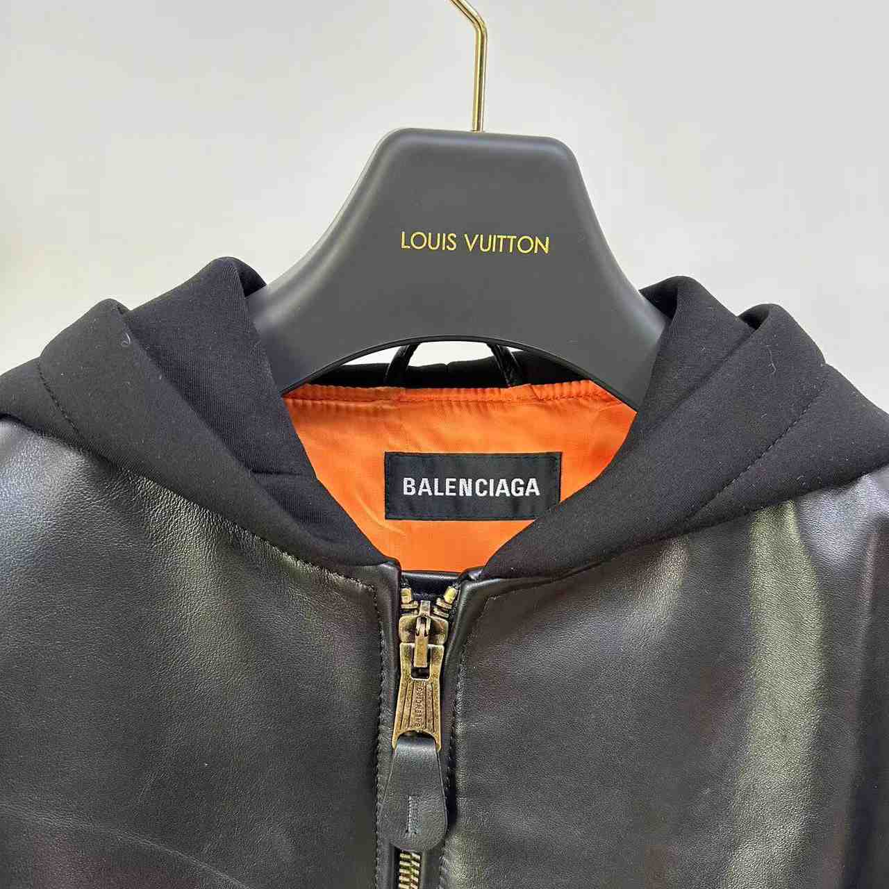Balenciaga Leather Bomber Jacket - DopestKickz
