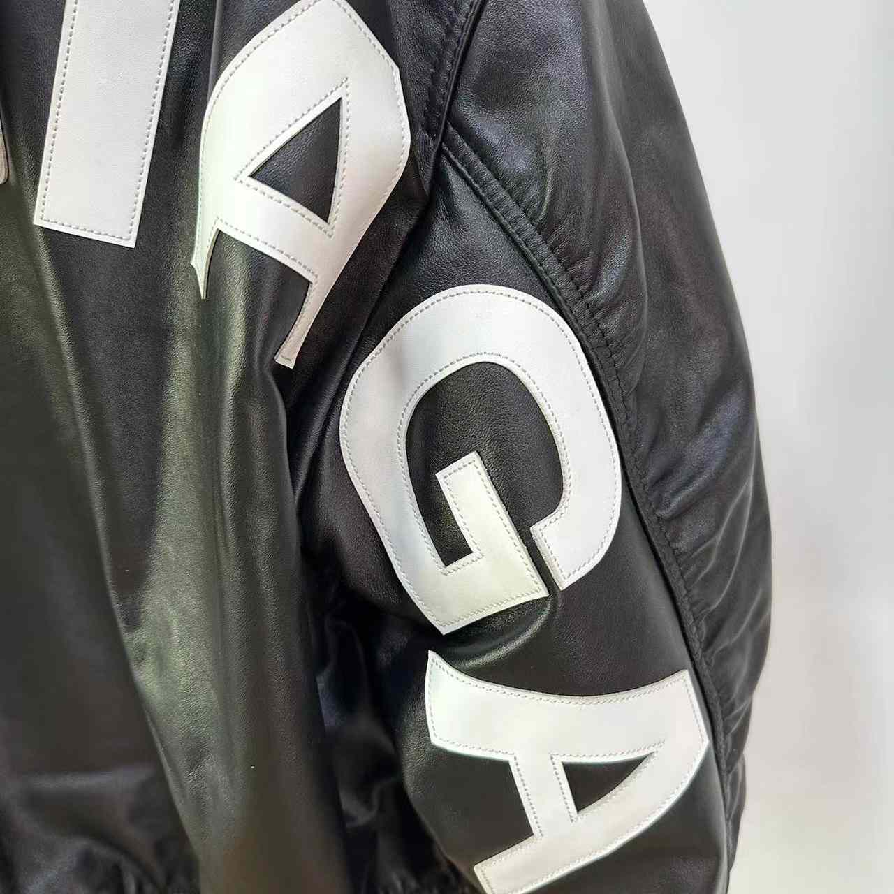 Balenciaga Leather Bomber Jacket - DopestKickz