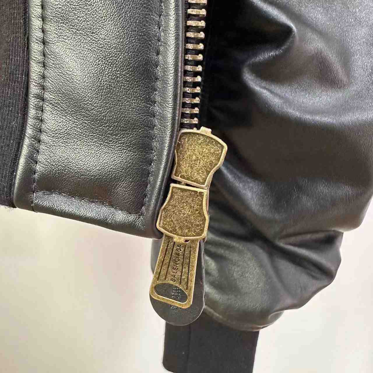 Balenciaga Leather Bomber Jacket - DopestKickz