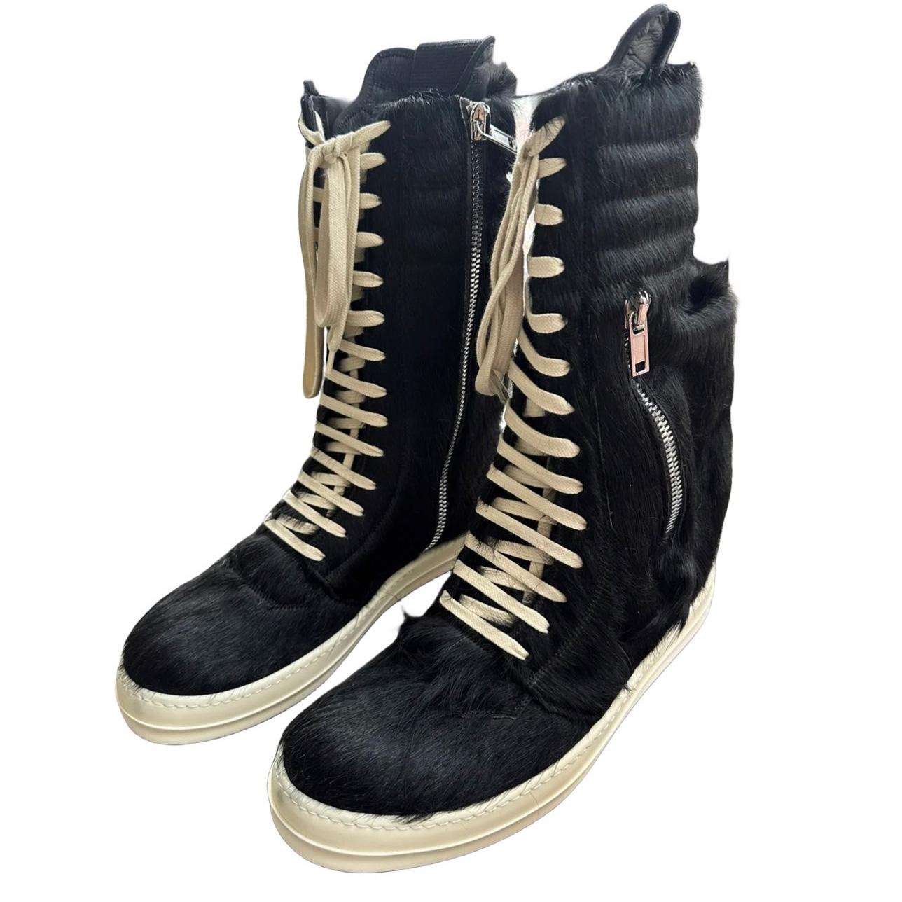 Rick Owens Black Pony Hair Cargobasket - DopestKickz
